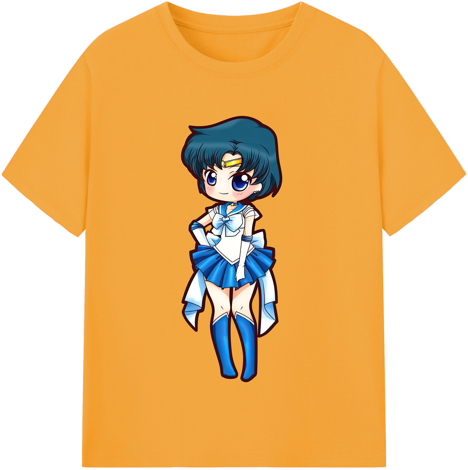 （画像用） 美少女戦士セーラームーン 水野 亜美 みずの あみ Sailor Moon Mizuno Ami レディースカジュアルプリントTシャツ（綿100％）