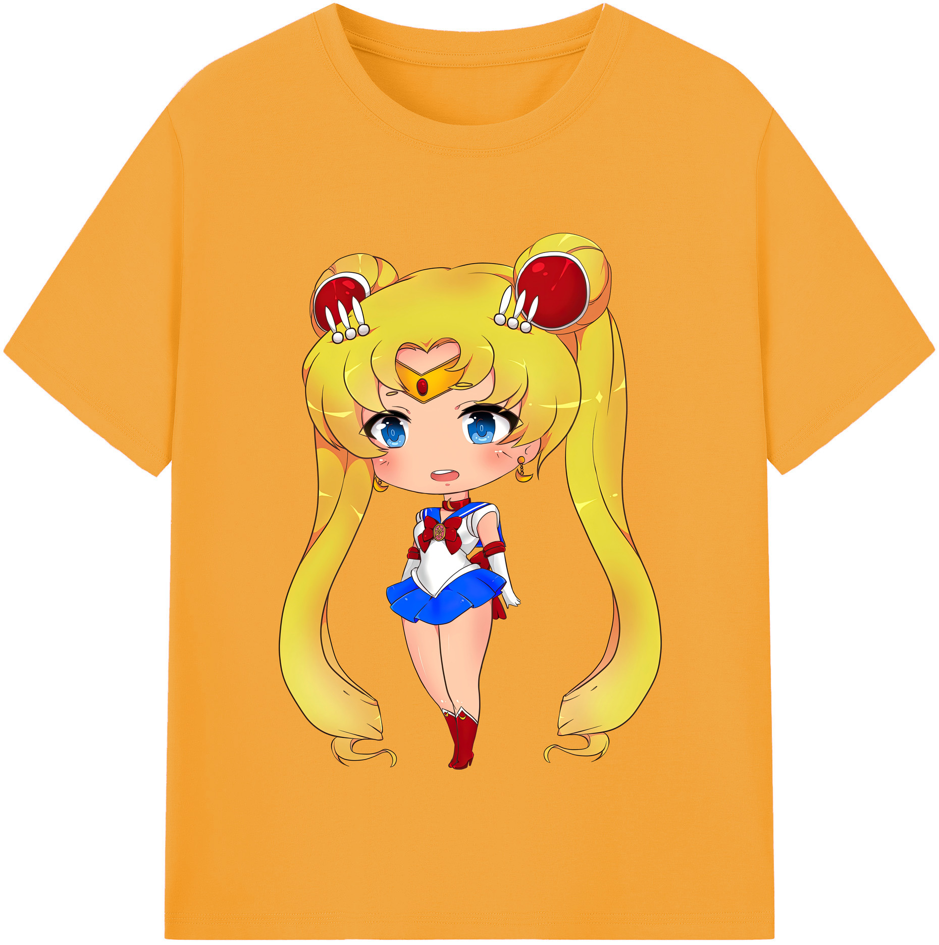 （画像用） 美少女戦士セーラームーン 月野 うさぎ つきの うさぎ Sailor Moon Tsukino Usagi レディースカジュアルプリントTシャツ（綿100％）