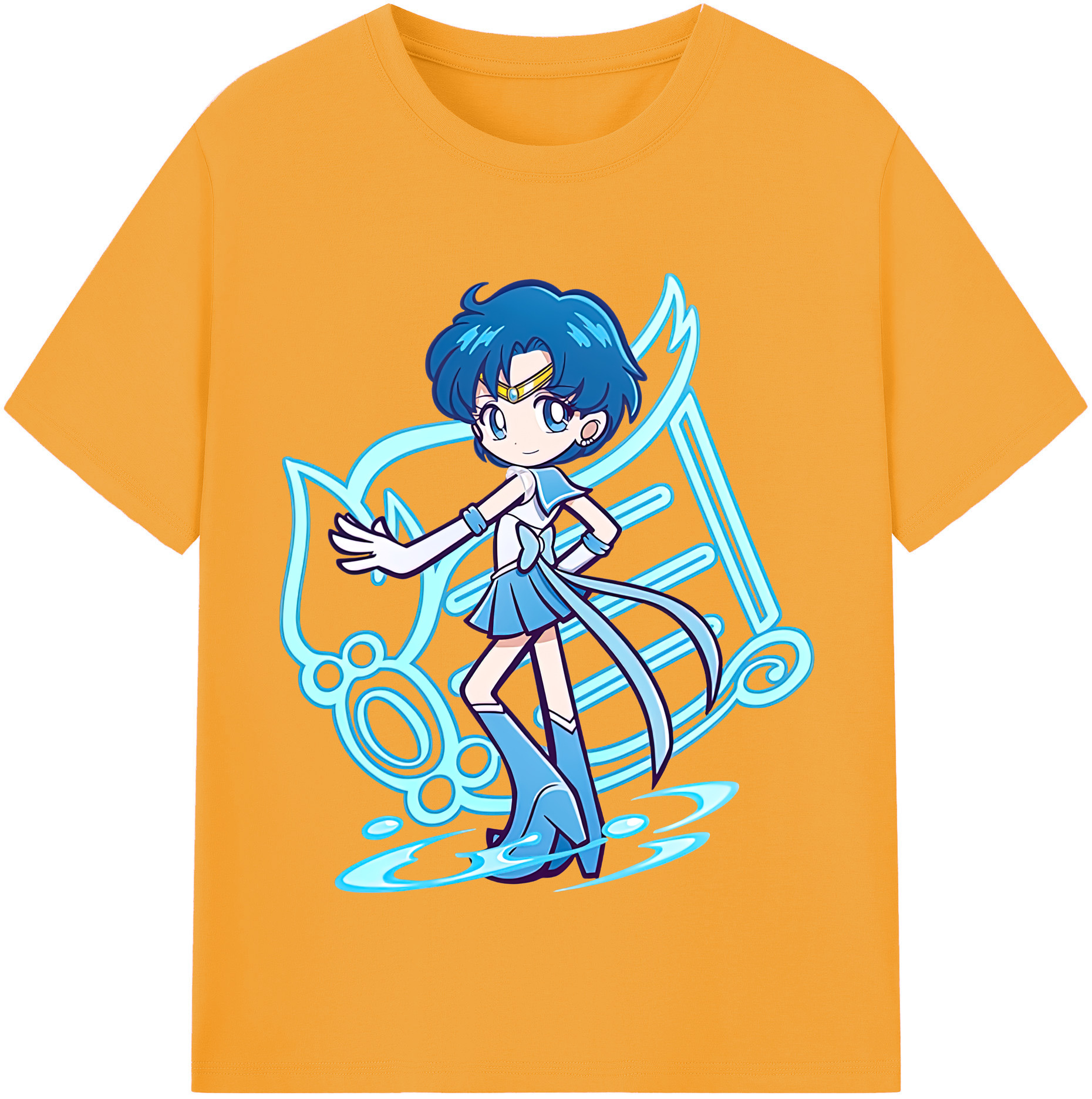 （画像用） 美少女戦士セーラームーン 水野 亜美 みずの あみ Sailor Moon Mizuno Ami レディースカジュアルプリントTシャツ（綿100％）