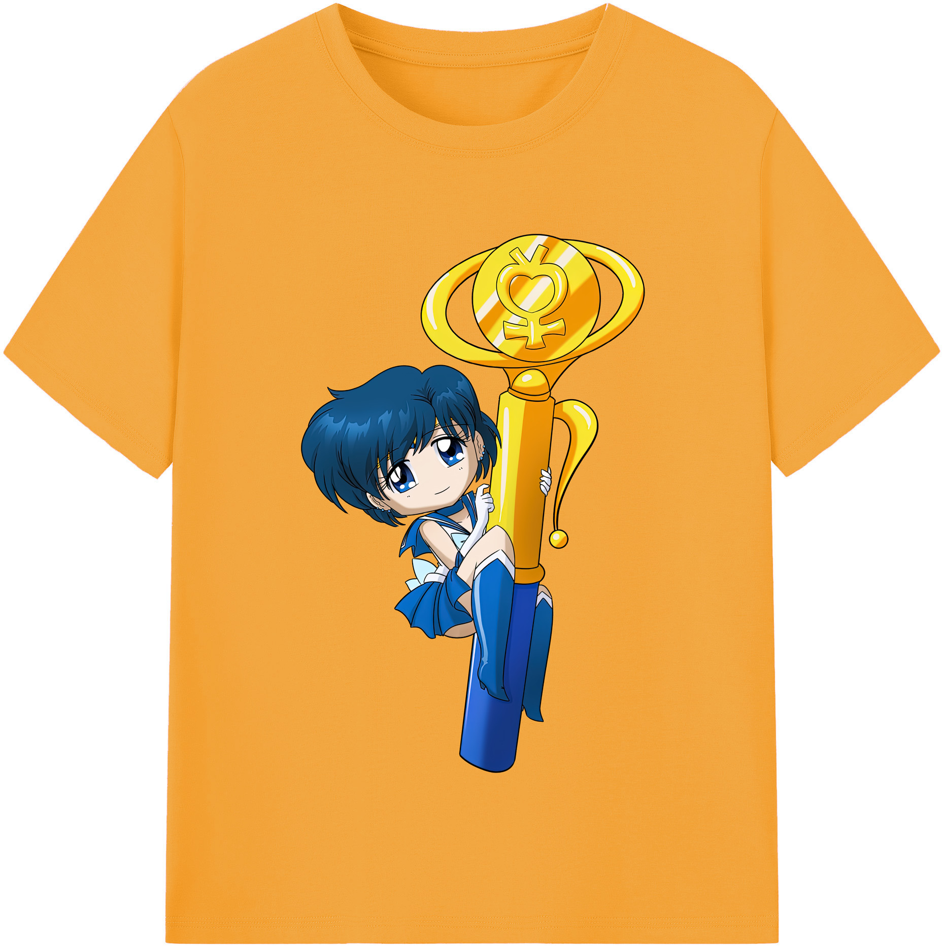 （画像用） 美少女戦士セーラームーン 水野 亜美 みずの あみ Sailor Moon Mizuno Ami レディースカジュアルプリントTシャツ（綿100％）