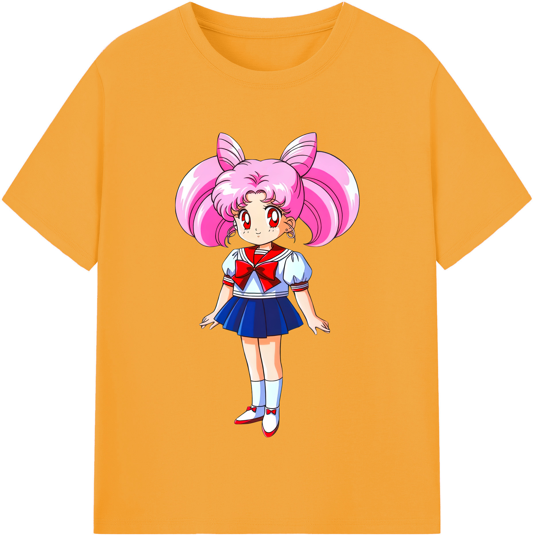 （画像用） 美少女戦士セーラームーン ちびうさ Sailor Moon Chibiusa Tsukino Usagi Small Lady Serenity レディースカジュアルプリントTシャツ（綿100％）