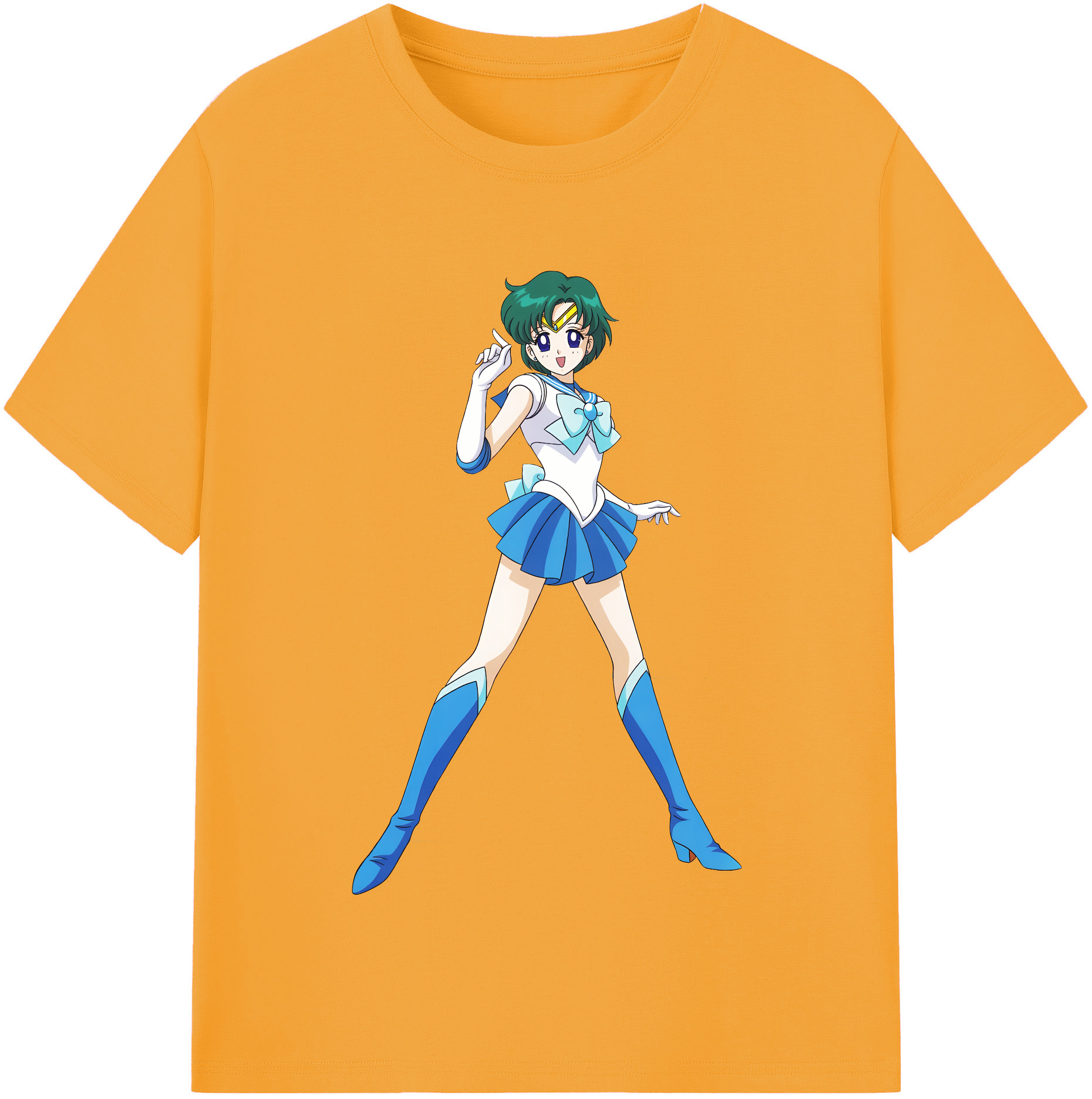 （画像用） 美少女戦士セーラームーン 海王 みちる（かいおう みちる） Sailor Moon Kaiou Michiru レディースカジュアルプリントTシャツ（綿100％）