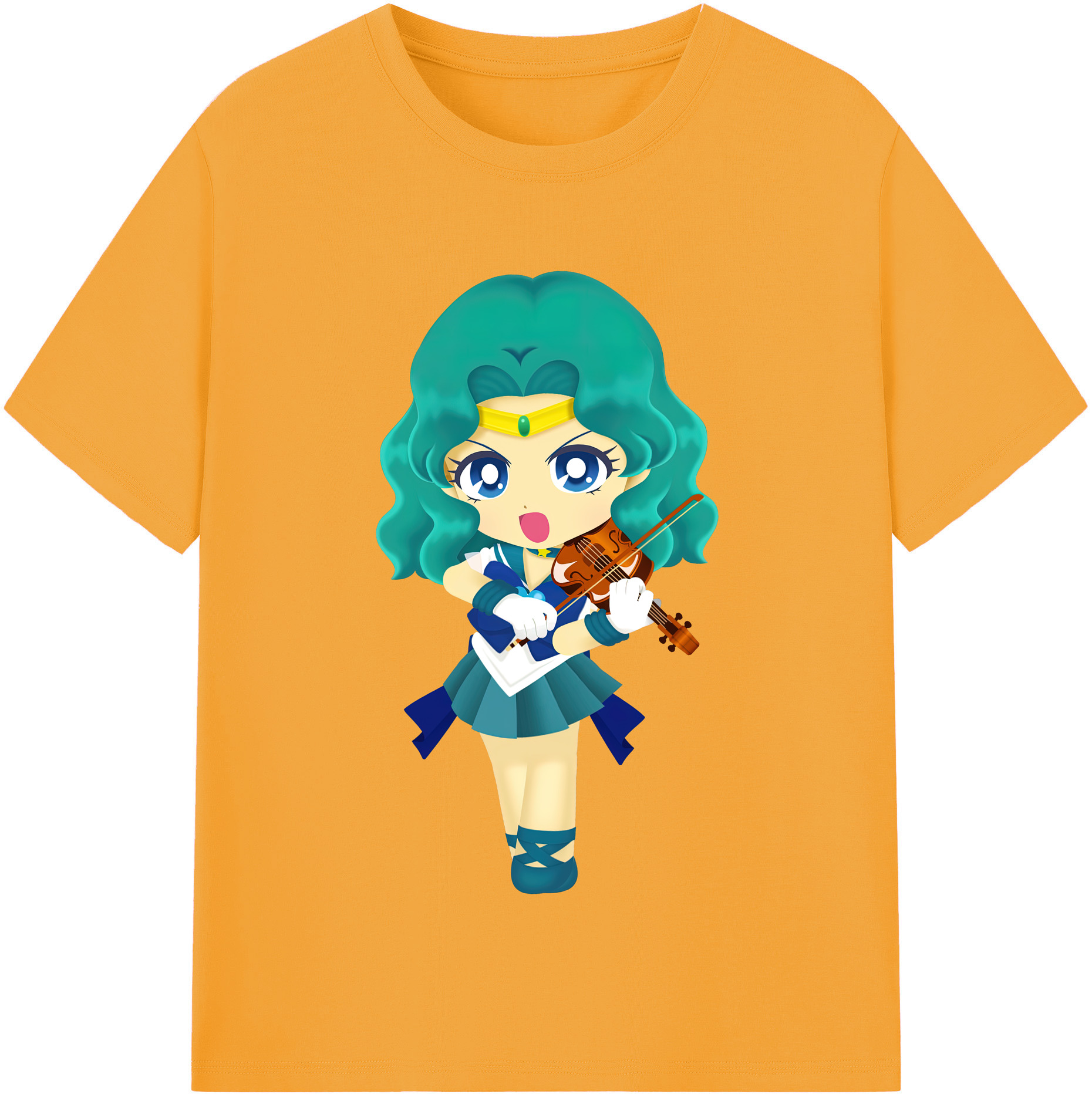 （画像用） 美少女戦士セーラームーン 海王 みちる（かいおう みちる） Sailor Moon Kaiou Michiru レディースカジュアルプリントTシャツ（綿100％）
