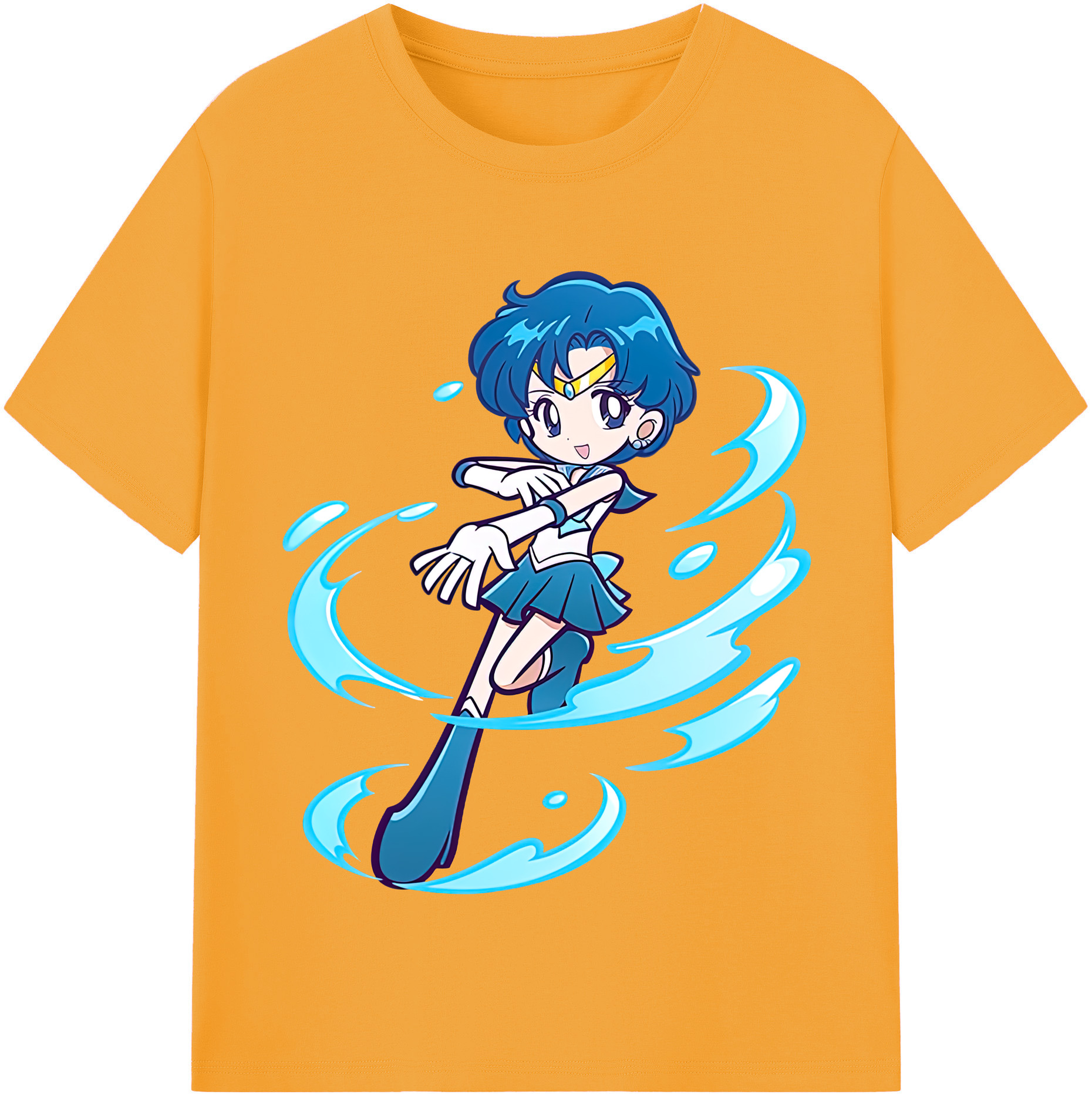 （画像用） 美少女戦士セーラームーン 水野 亜美 みずの あみ Sailor Moon Mizuno Ami レディースカジュアルプリントTシャツ（綿100％）