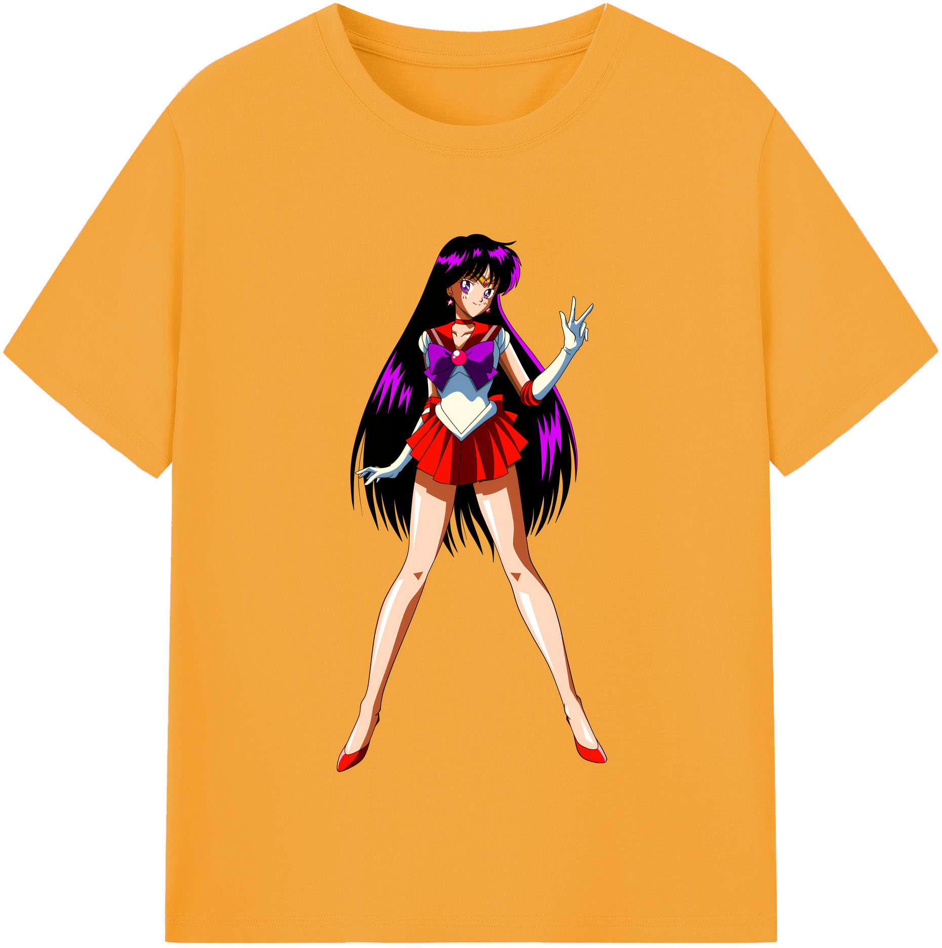 （画像用） 美少女戦士セーラームーン 火野レイ ひの レイ Sailor Moon Hino Rei （セーラーマーズ,Sailor Mars） レディースカジュアルプリントTシャツ（綿100％）