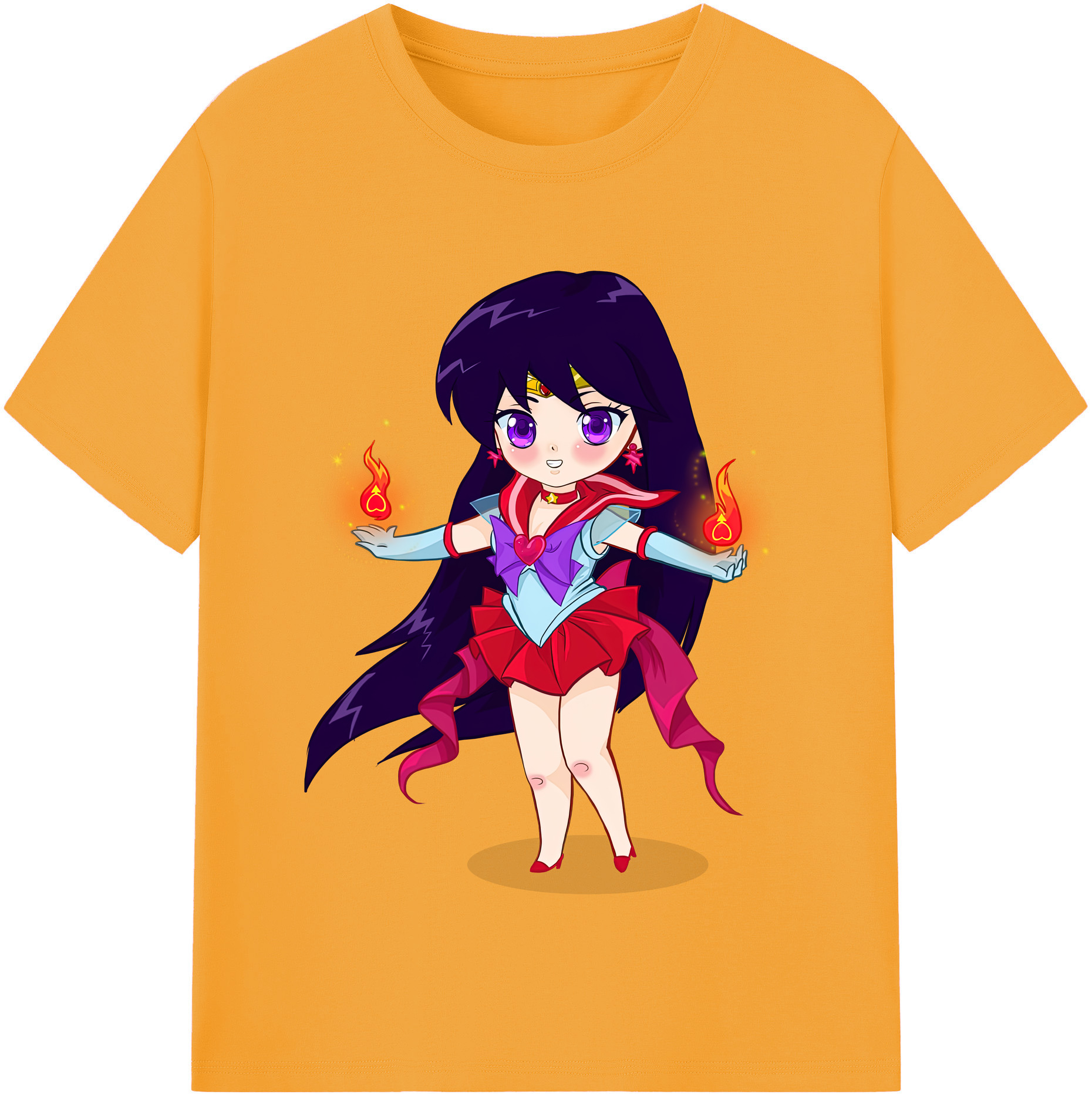 （画像用） 美少女戦士セーラームーン 火野レイ ひの レイ Sailor Moon Hino Rei （セーラーマーズ,Sailor Mars） レディースカジュアルプリントTシャツ（綿100％）