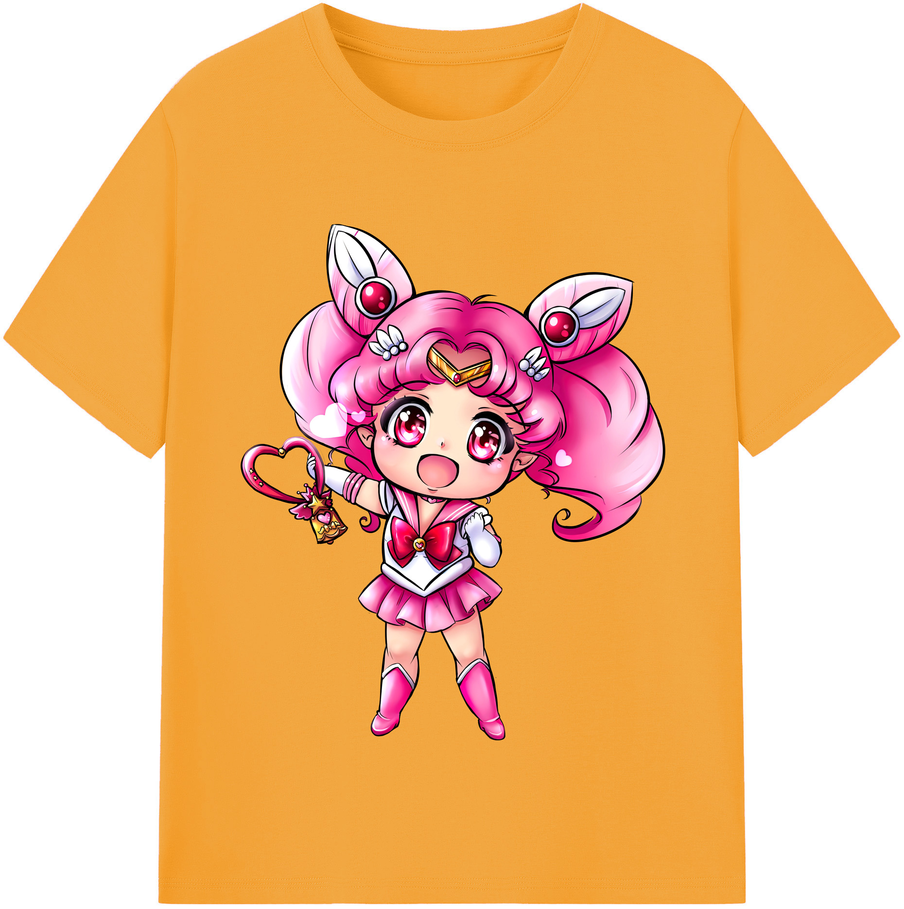（画像用） 美少女戦士セーラームーン ちびうさ Sailor Moon Chibiusa Tsukino Usagi Small Lady Serenity レディースカジュアルプリントTシャツ（綿100％）