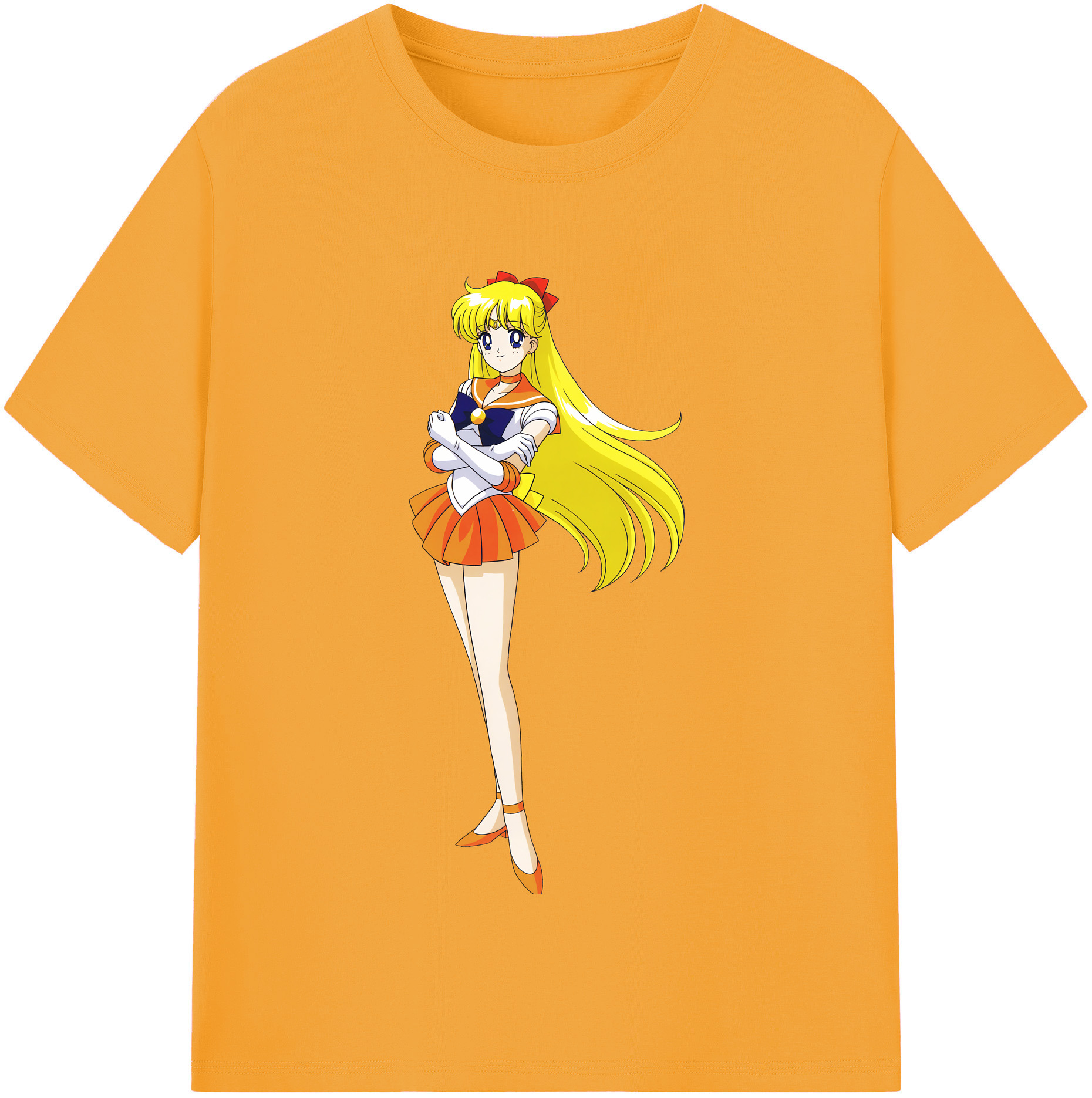（画像用） 美少女戦士セーラームーン 愛野 美奈子 あいの みなこ Sailor Moon Aino Minako レディースカジュアルプリントTシャツ（綿100％）