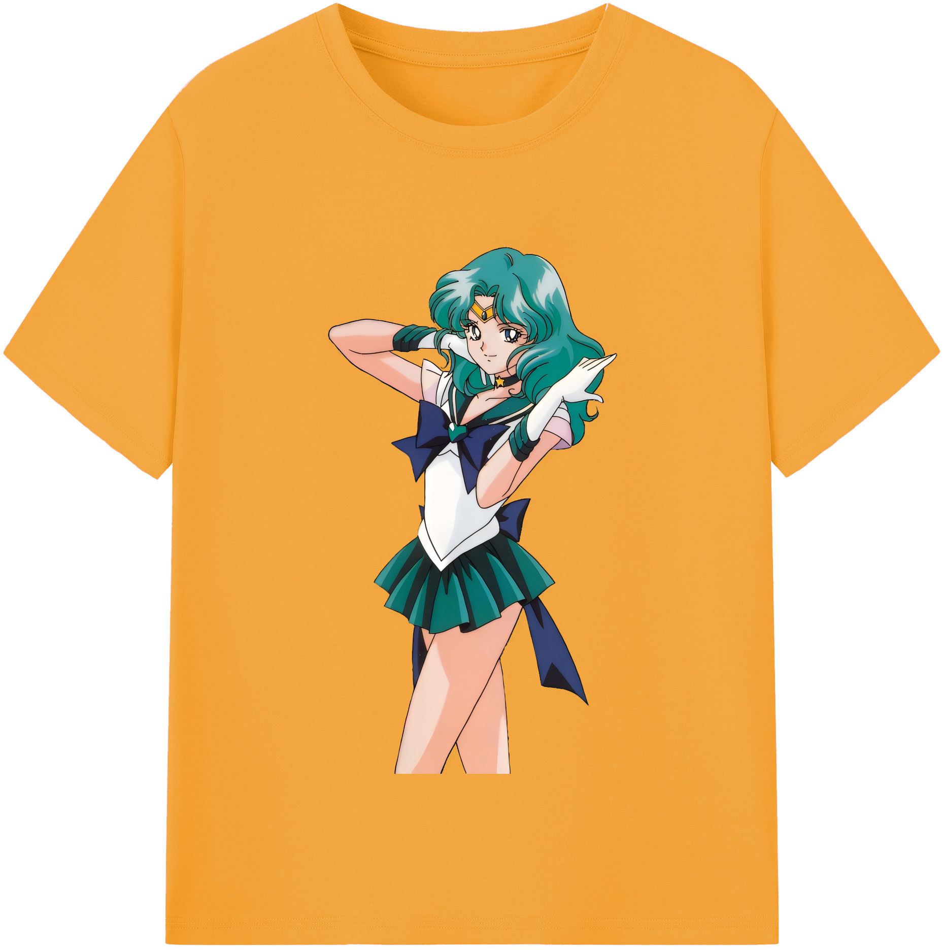 （画像用） 美少女戦士セーラームーン 海王 みちる（かいおう みちる） Sailor Moon Kaiou Michiru レディースカジュアルプリントTシャツ（綿100％）