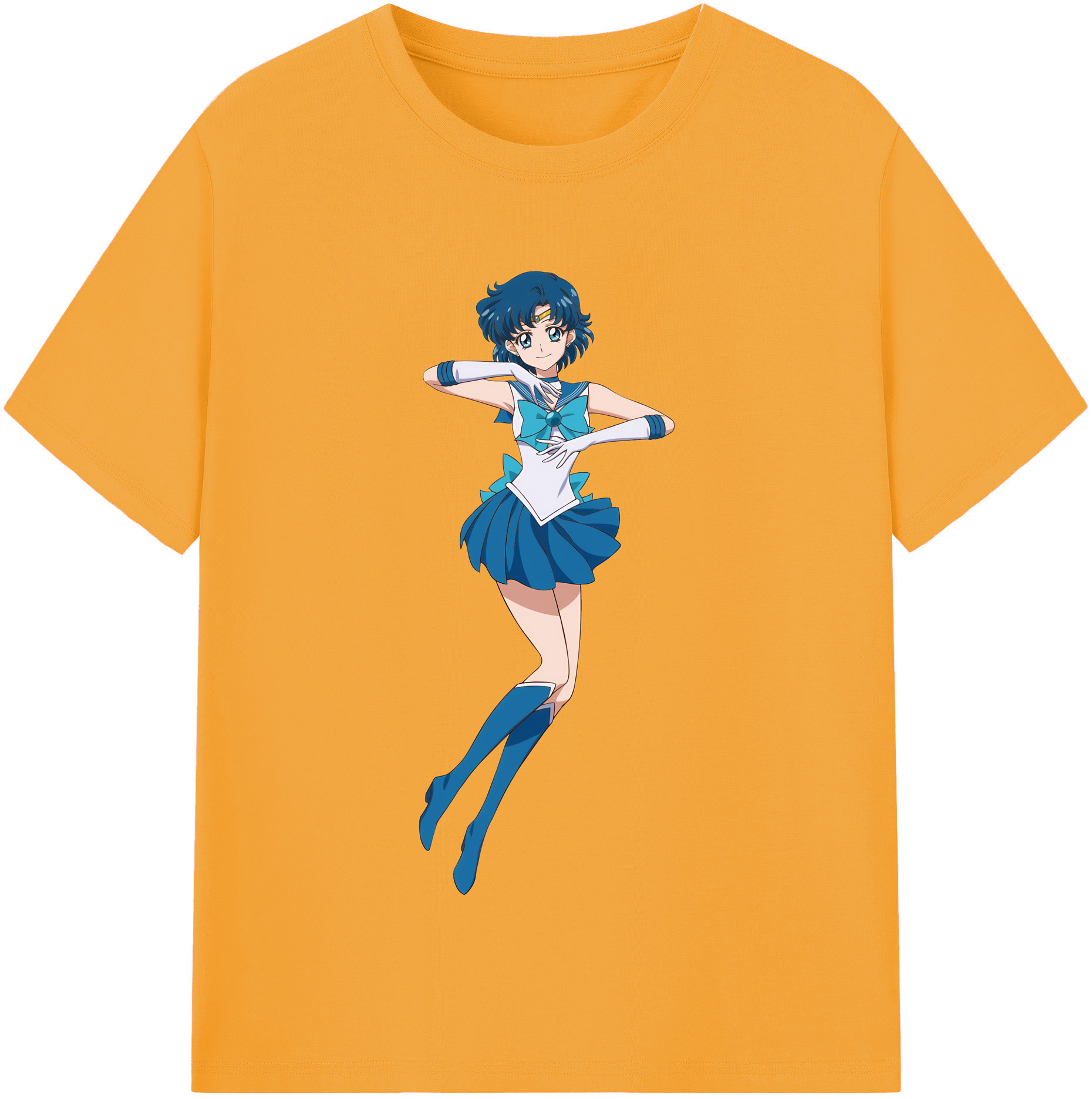 （画像用） 美少女戦士セーラームーン 水野 亜美 みずの あみ Sailor Moon Mizuno Ami レディースカジュアルプリントTシャツ（綿100％）
