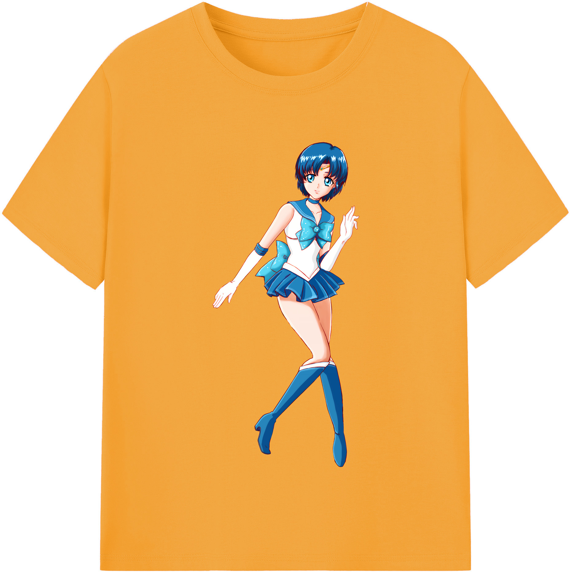 （画像用） 美少女戦士セーラームーン 水野 亜美 みずの あみ Sailor Moon Mizuno Ami レディースカジュアルプリントTシャツ（綿100％）