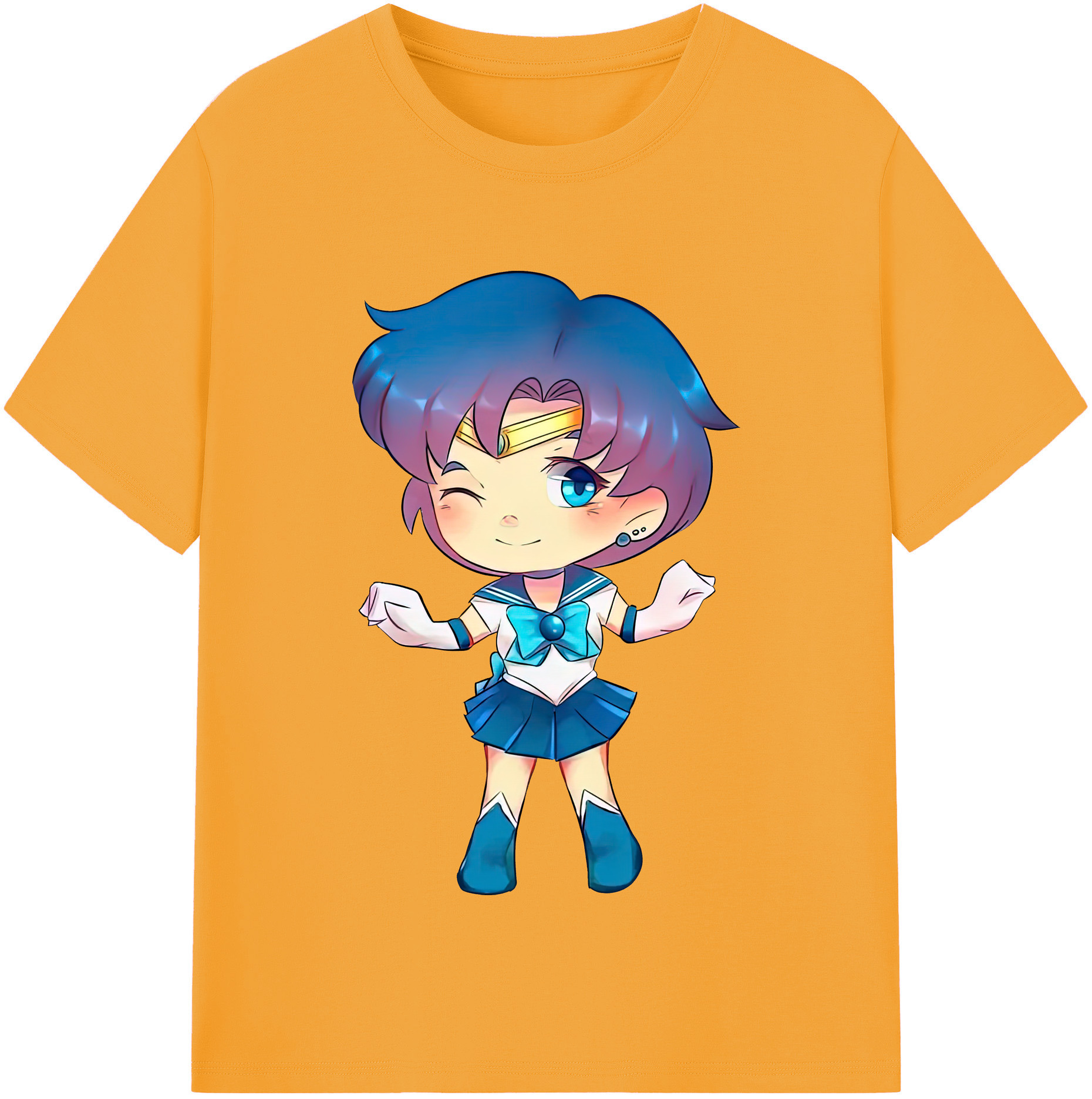 （画像用） 美少女戦士セーラームーン 水野 亜美 みずの あみ Sailor Moon Mizuno Ami レディースカジュアルプリントTシャツ（綿100％）