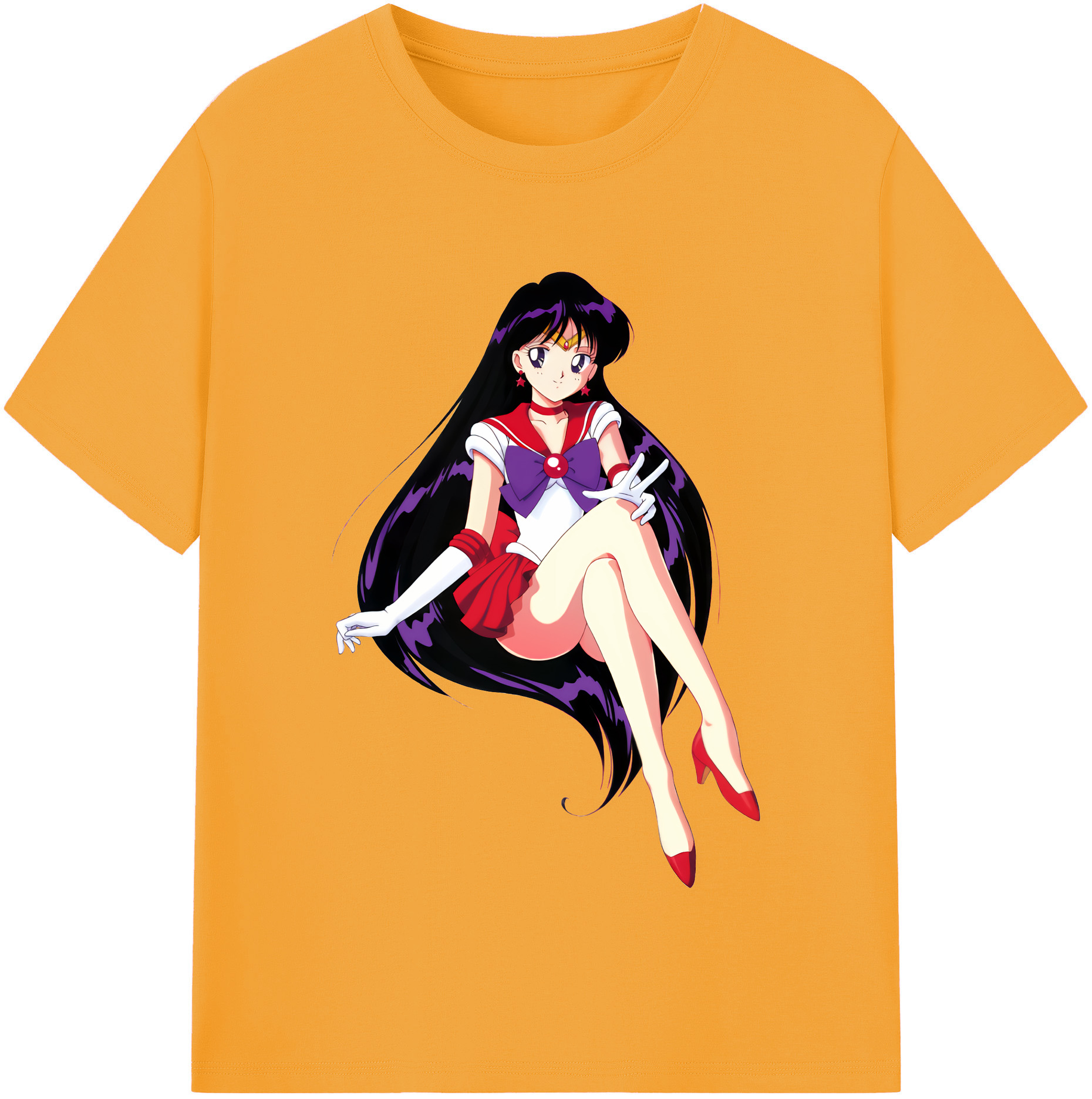 （画像用） 美少女戦士セーラームーン 火野レイ ひの レイ Sailor Moon Hino Rei （セーラーマーズ,Sailor Mars） レディースカジュアルプリントTシャツ（綿100％）