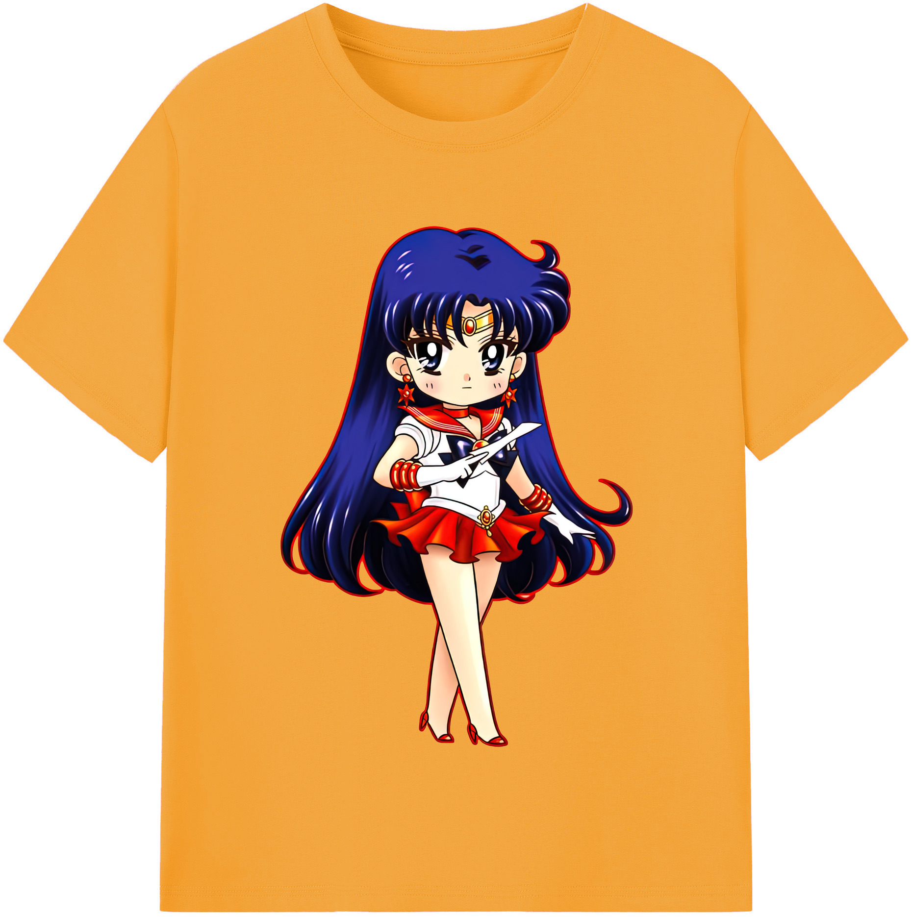 （画像用） 美少女戦士セーラームーン 火野レイ ひの レイ Sailor Moon Hino Rei （セーラーマーズ,Sailor Mars） レディースカジュアルプリントTシャツ（綿100％）