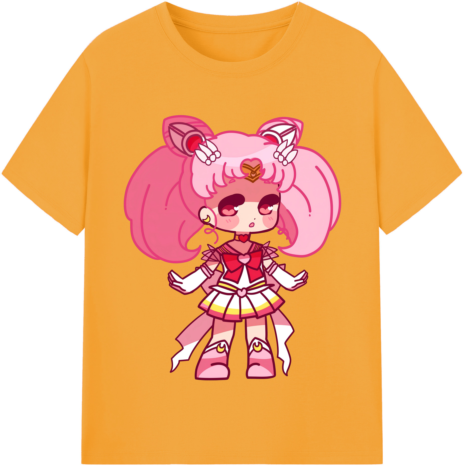 （画像用） 美少女戦士セーラームーン ちびうさ Sailor Moon Chibiusa Tsukino Usagi Small Lady Serenity レディースカジュアルプリントTシャツ（綿100％）