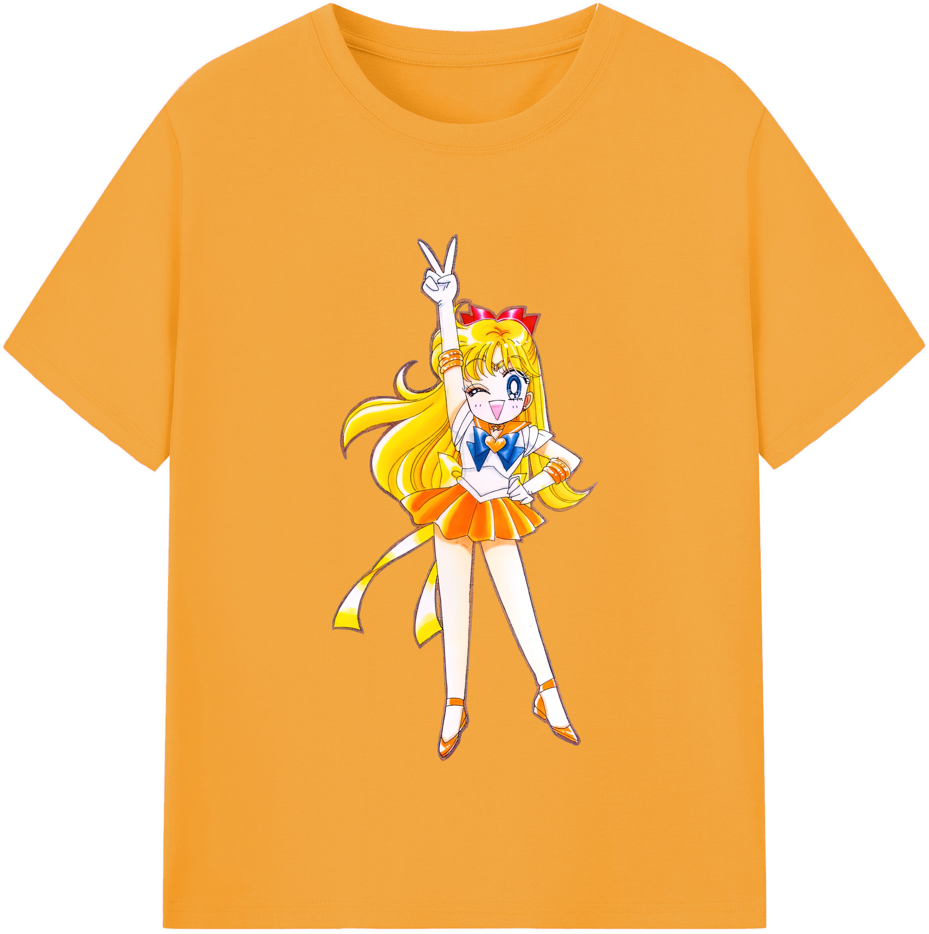 （画像用） 美少女戦士セーラームーン 愛野 美奈子 あいの みなこ Sailor Moon Aino Minako レディースカジュアルプリントTシャツ（綿100％）