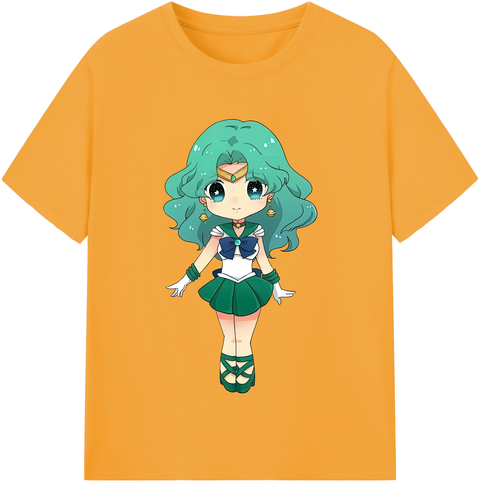 （画像用） 美少女戦士セーラームーン 海王 みちる（かいおう みちる） Sailor Moon Kaiou Michiru レディースカジュアルプリントTシャツ（綿100％）