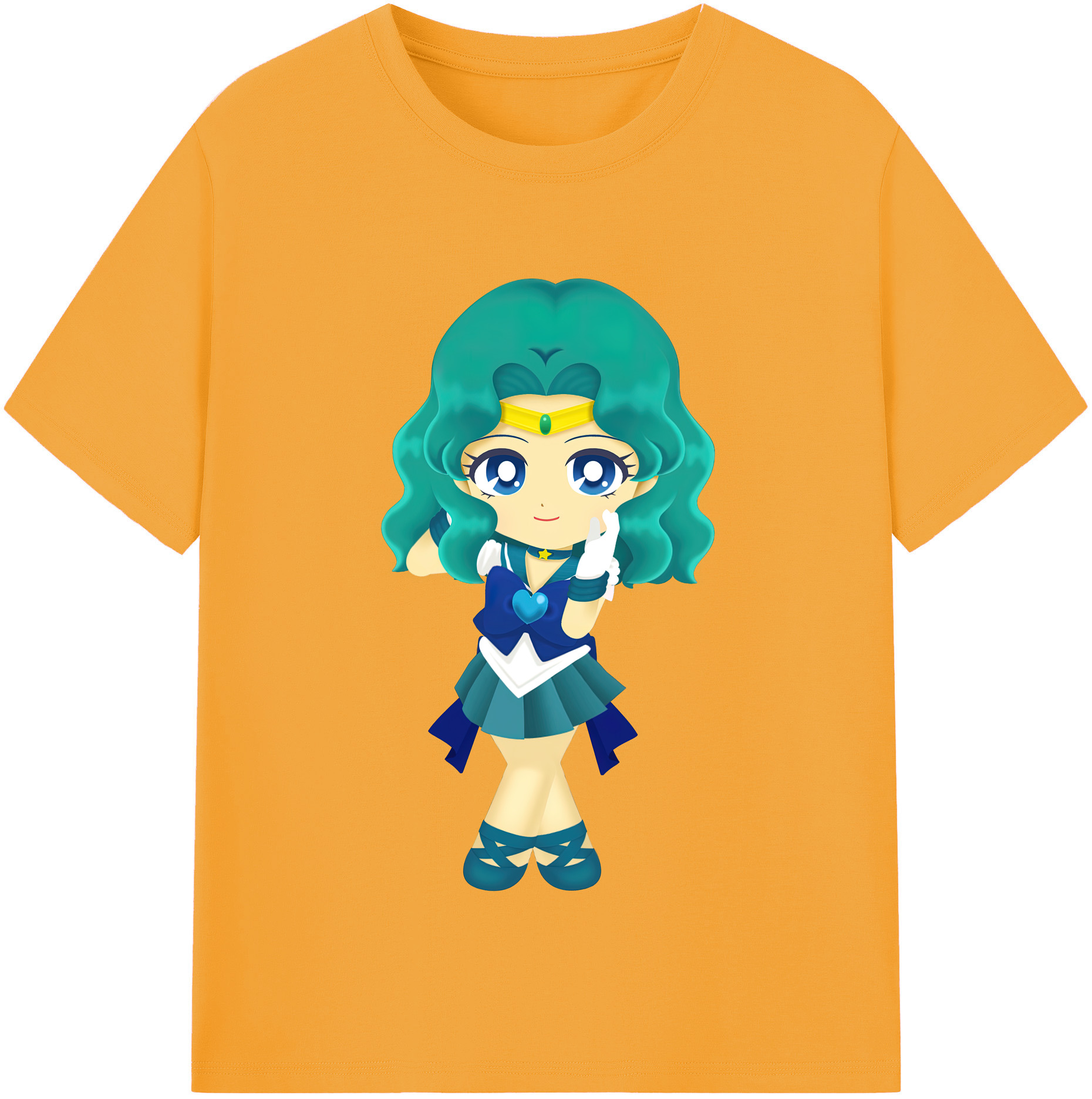 （画像用） 美少女戦士セーラームーン 海王 みちる（かいおう みちる） Sailor Moon Kaiou Michiru レディースカジュアルプリントTシャツ（綿100％）