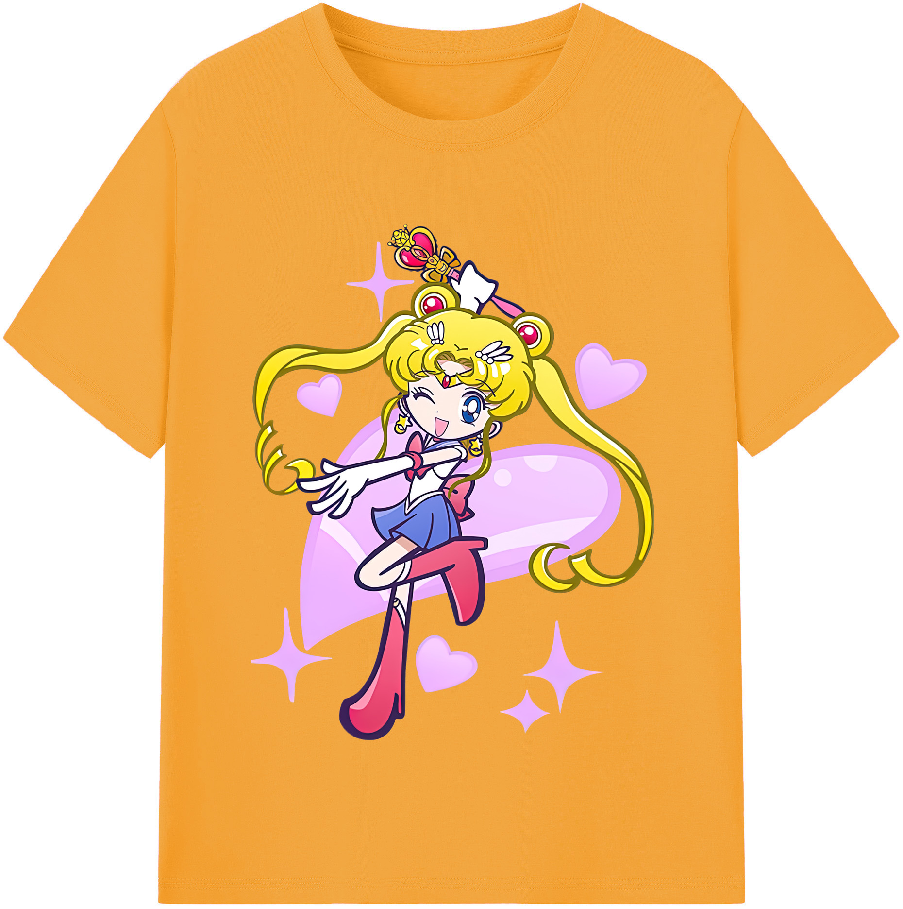 （画像用） 美少女戦士セーラームーン 月野 うさぎ つきの うさぎ Sailor Moon Tsukino Usagi レディースカジュアルプリントTシャツ（綿100％）