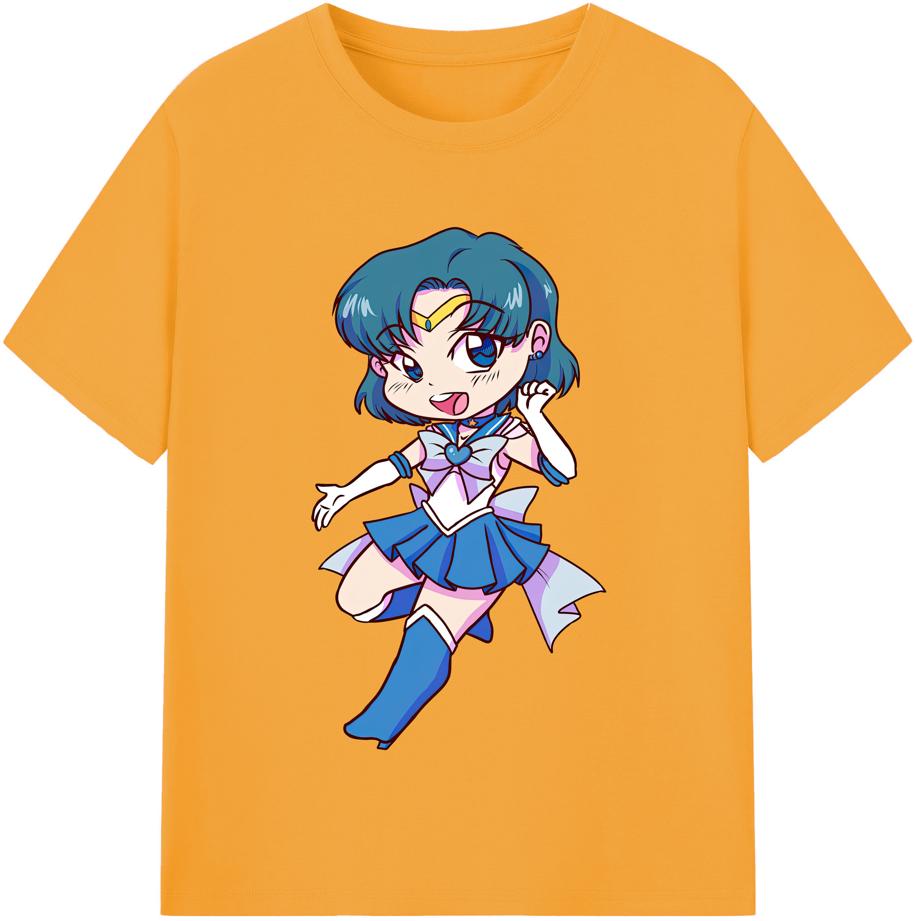 （画像用） 美少女戦士セーラームーン 水野 亜美 みずの あみ Sailor Moon Mizuno Ami レディースカジュアルプリントTシャツ（綿100％）
