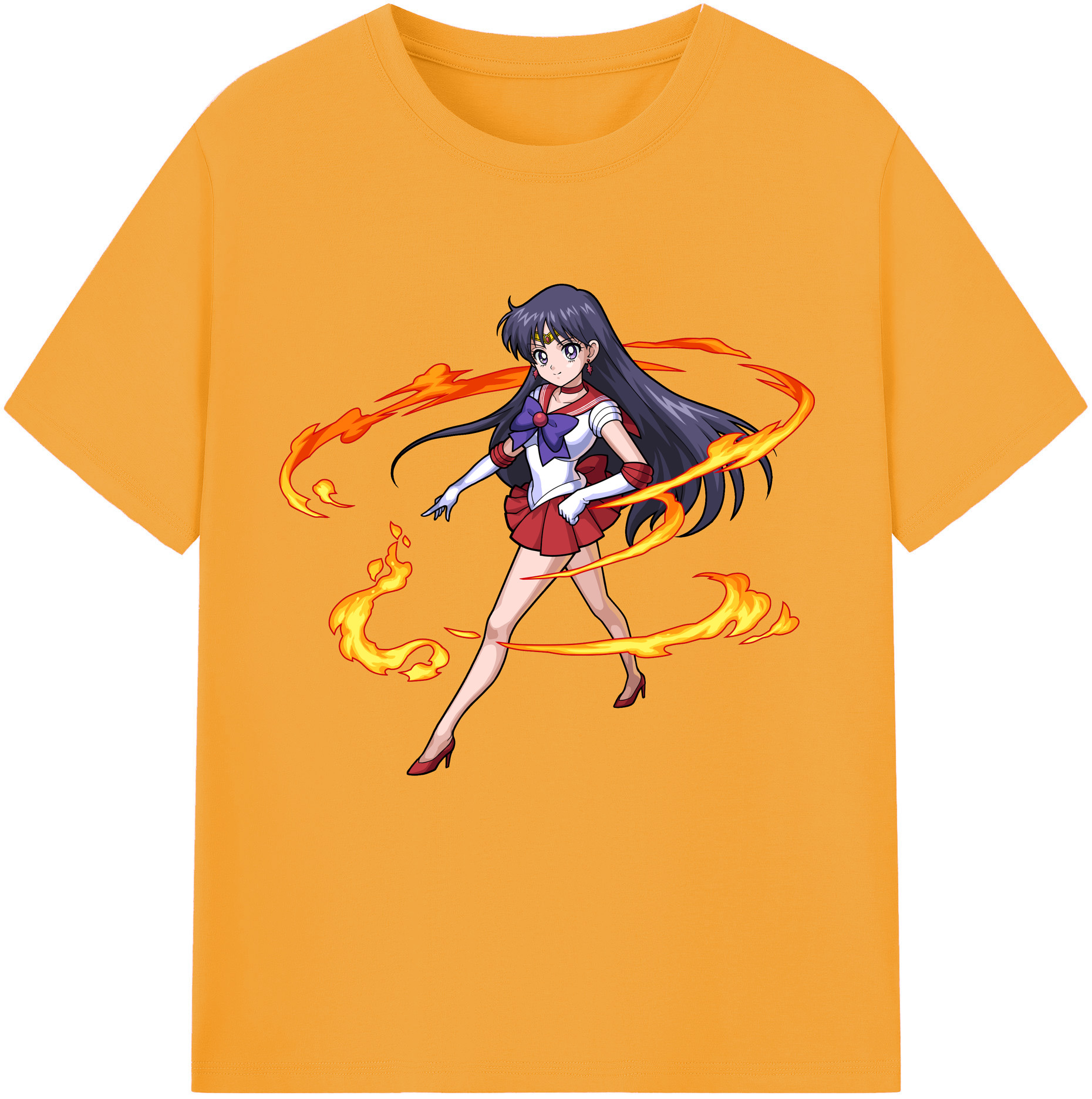 （画像用） 美少女戦士セーラームーン 火野レイ ひの レイ Sailor Moon Hino Rei （セーラーマーズ,Sailor Mars） レディースカジュアルプリントTシャツ（綿100％）