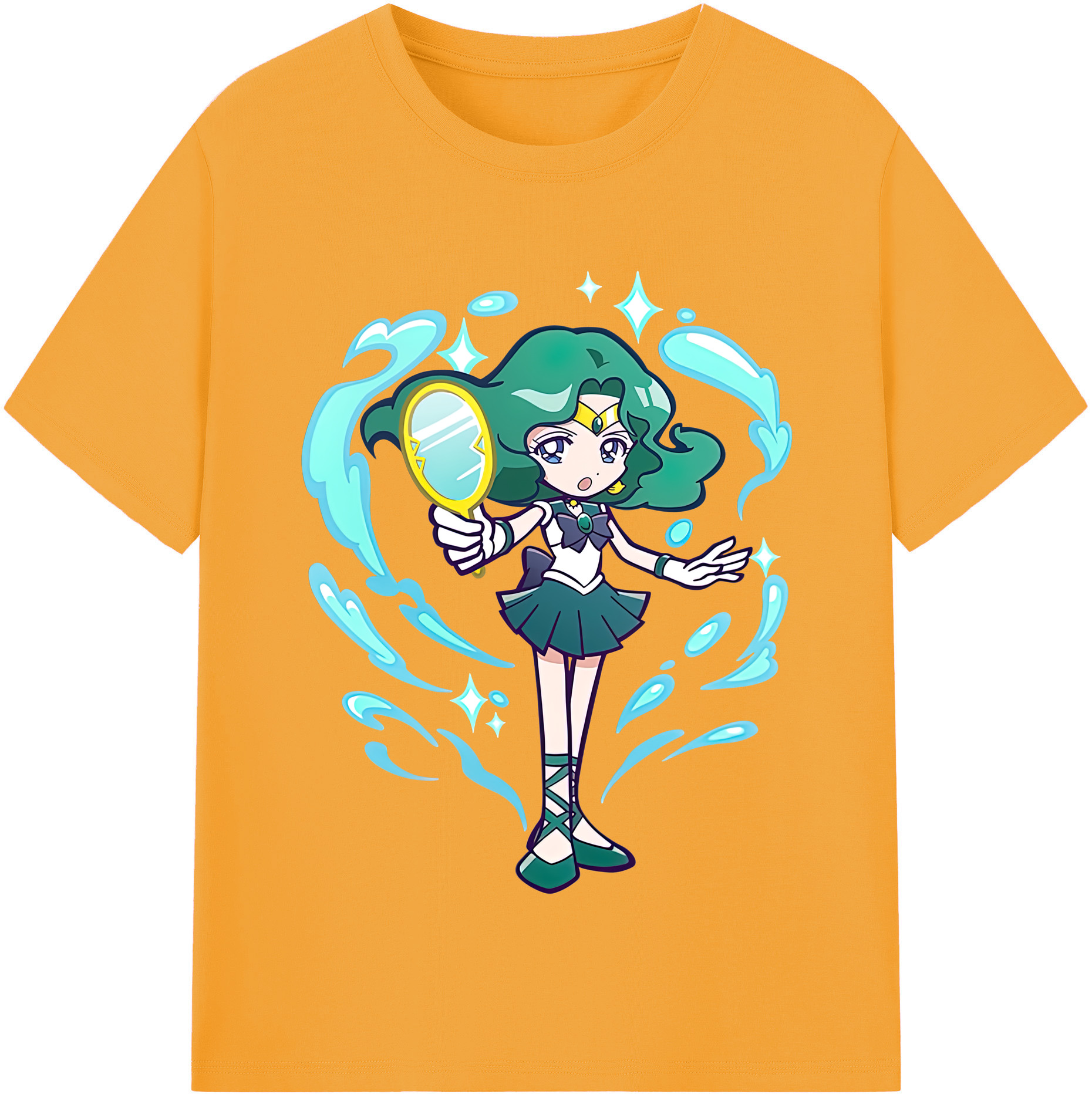 （画像用） 美少女戦士セーラームーン 海王 みちる（かいおう みちる） Sailor Moon Kaiou Michiru レディースカジュアルプリントTシャツ（綿100％）