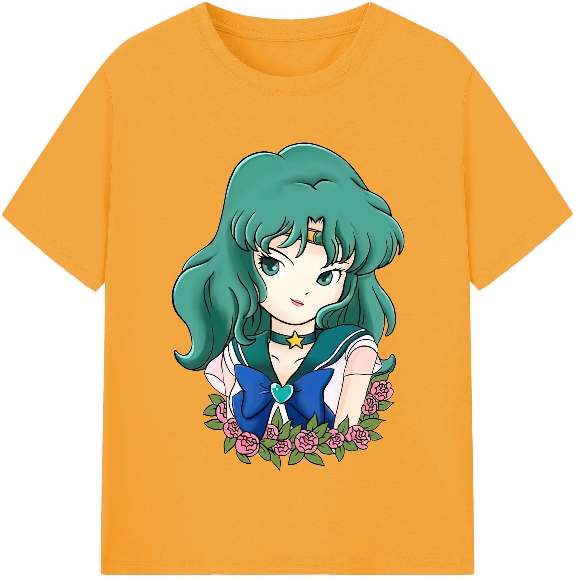 （画像用） 美少女戦士セーラームーン 海王 みちる（かいおう みちる） Sailor Moon Kaiou Michiru レディースカジュアルプリントTシャツ（綿100％）