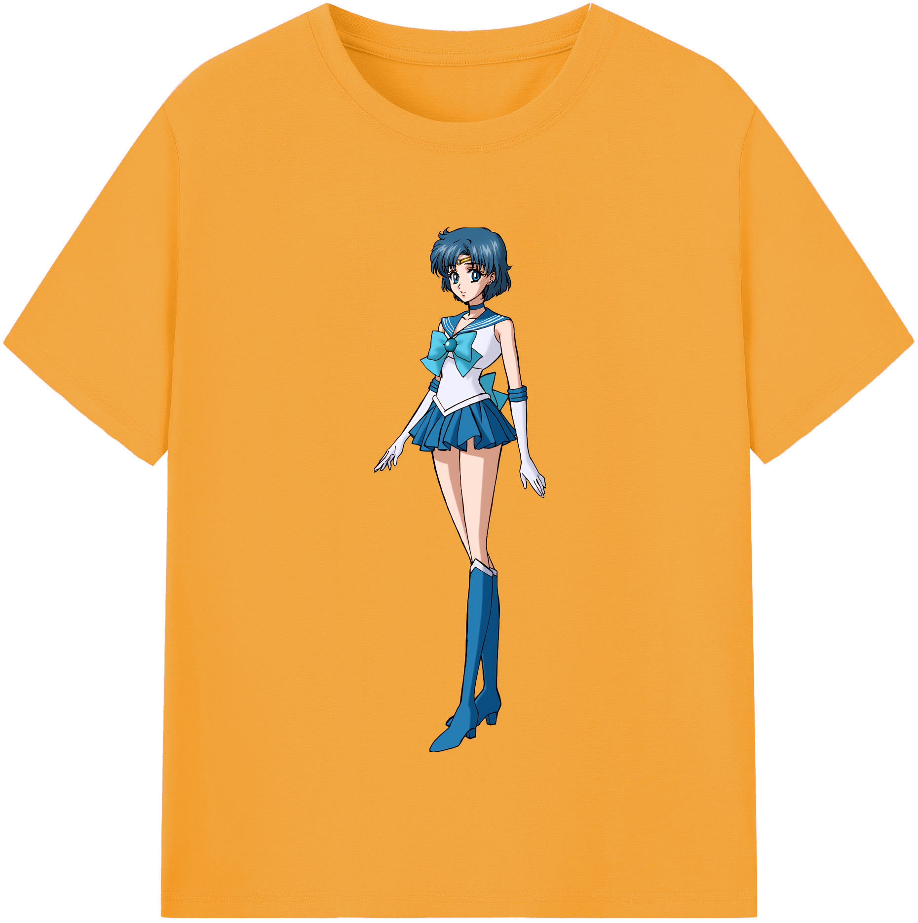 （画像用） 美少女戦士セーラームーン 水野 亜美 みずの あみ Sailor Moon Mizuno Ami レディースカジュアルプリントTシャツ（綿100％）