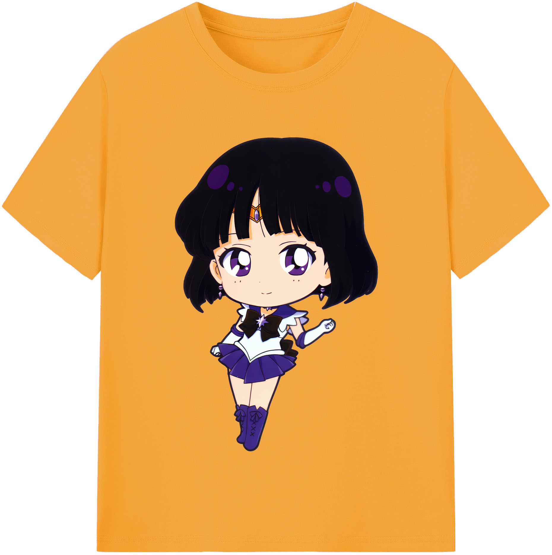 （画像用） 美少女戦士セーラームーン 土萠ほたる Sailor Moon Tomoe Hotaru （セーラーサターン；Sailor Saturn） レディースカジュアルプリントTシャツ（綿100％）