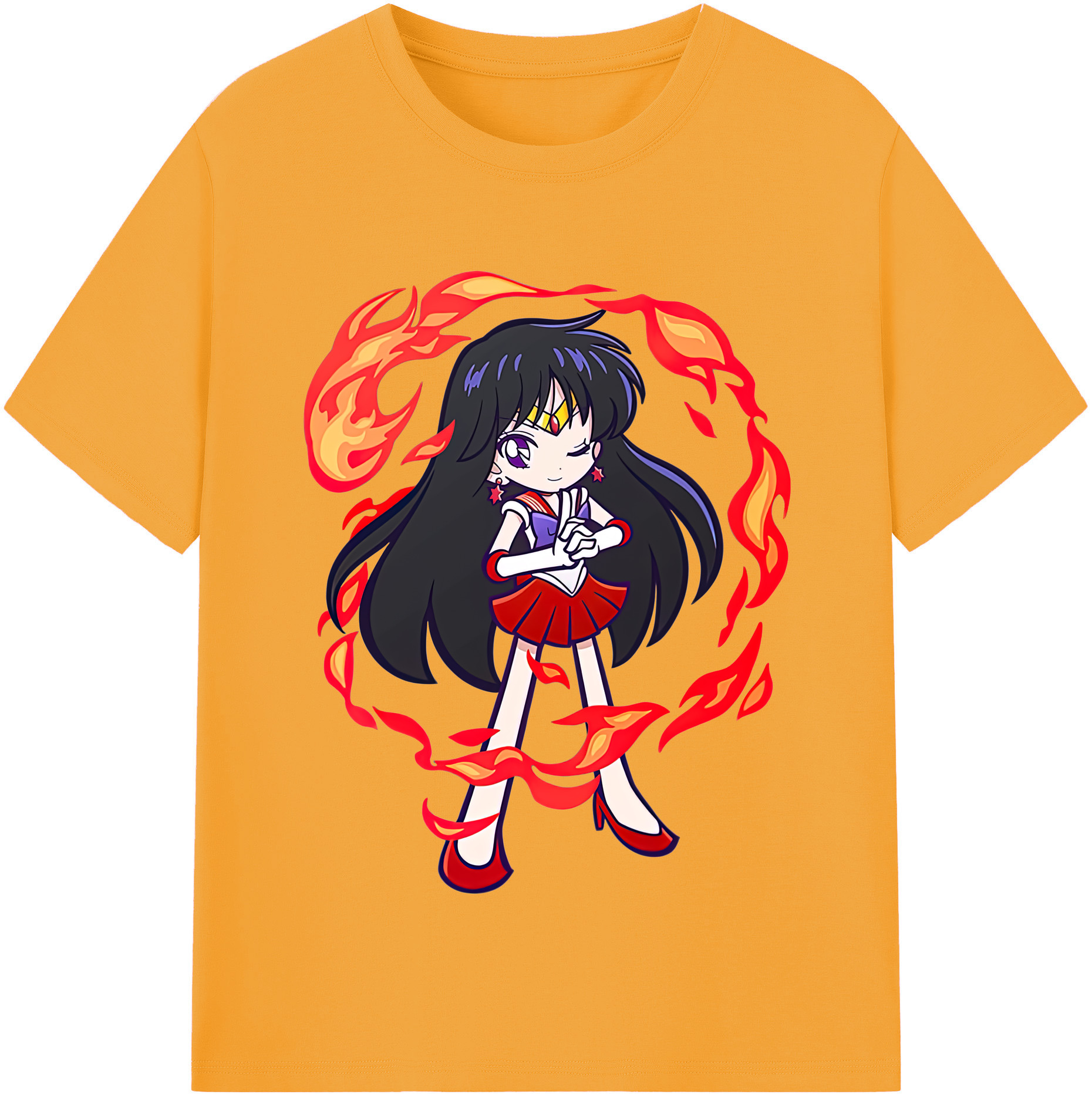 （画像用） 美少女戦士セーラームーン 火野レイ ひの レイ Sailor Moon Hino Rei （セーラーマーズ,Sailor Mars） レディースカジュアルプリントTシャツ（綿100％）