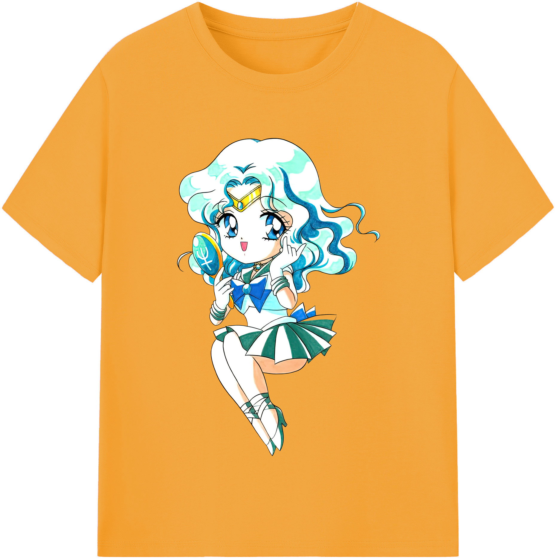 （画像用） 美少女戦士セーラームーン 海王 みちる（かいおう みちる） Sailor Moon Kaiou Michiru レディースカジュアルプリントTシャツ（綿100％）