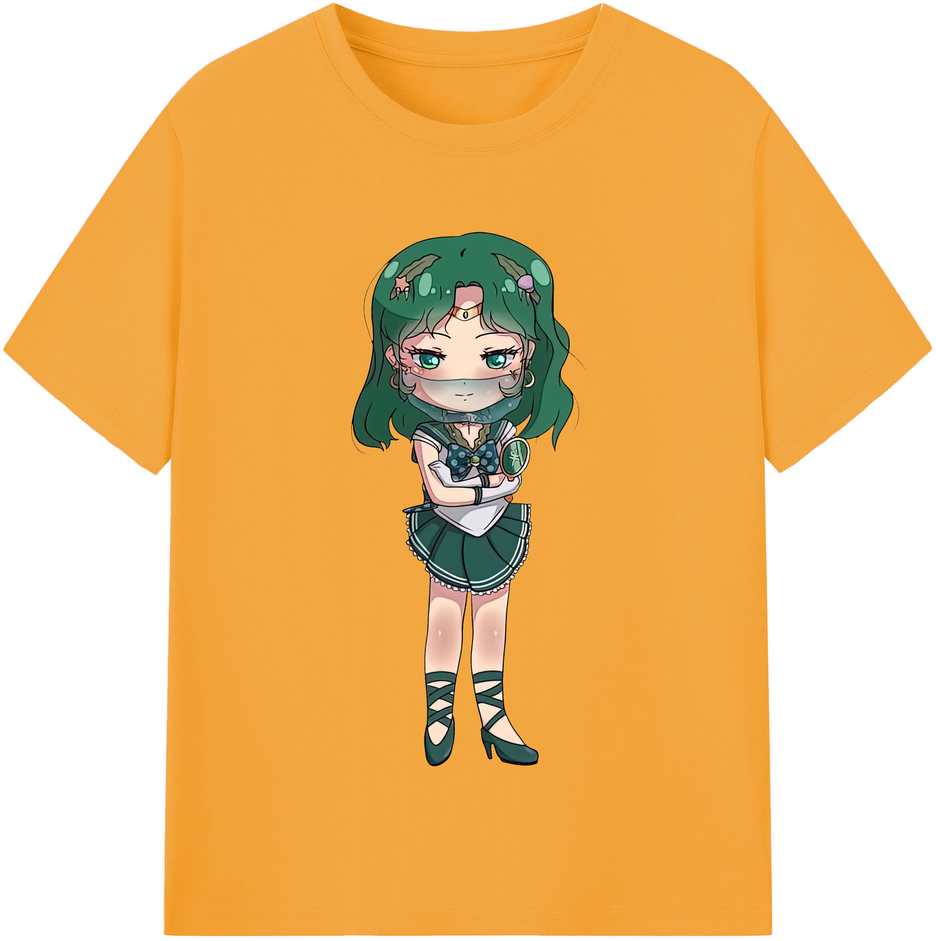 （画像用） 美少女戦士セーラームーン 海王 みちる（かいおう みちる） Sailor Moon Kaiou Michiru レディースカジュアルプリントTシャツ（綿100％）