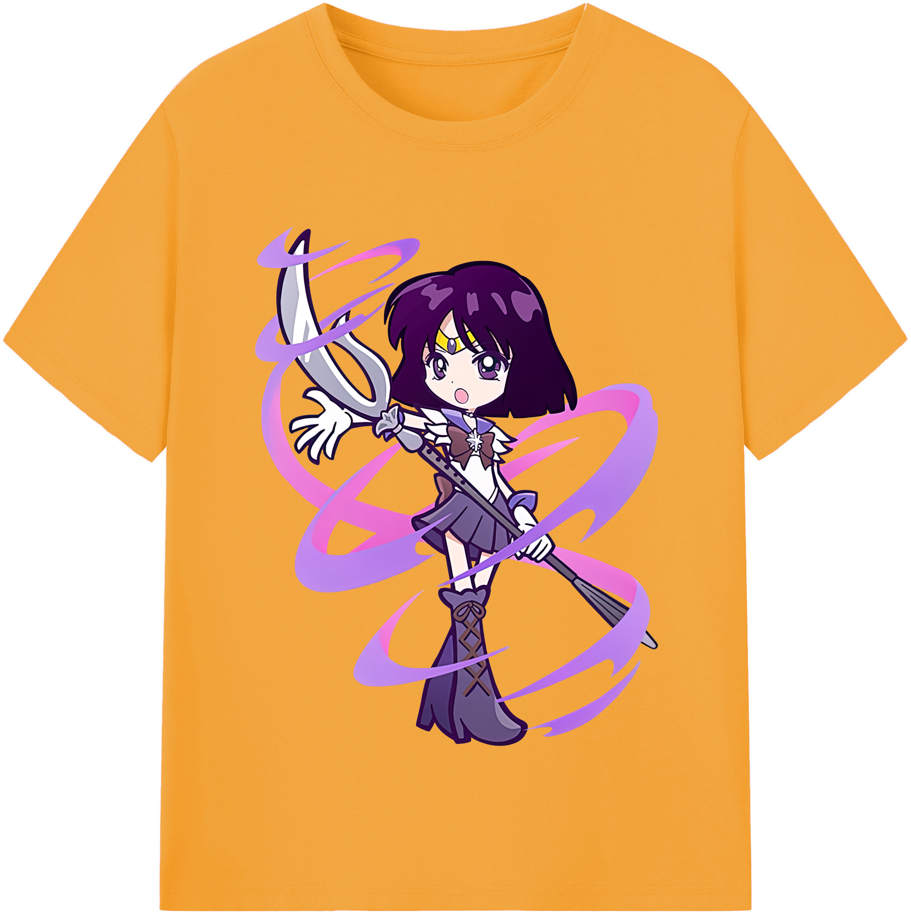 （画像用） 美少女戦士セーラームーン 土萠ほたる Sailor Moon Tomoe Hotaru （セーラーサターン；Sailor Saturn） レディースカジュアルプリントTシャツ（綿100％）
