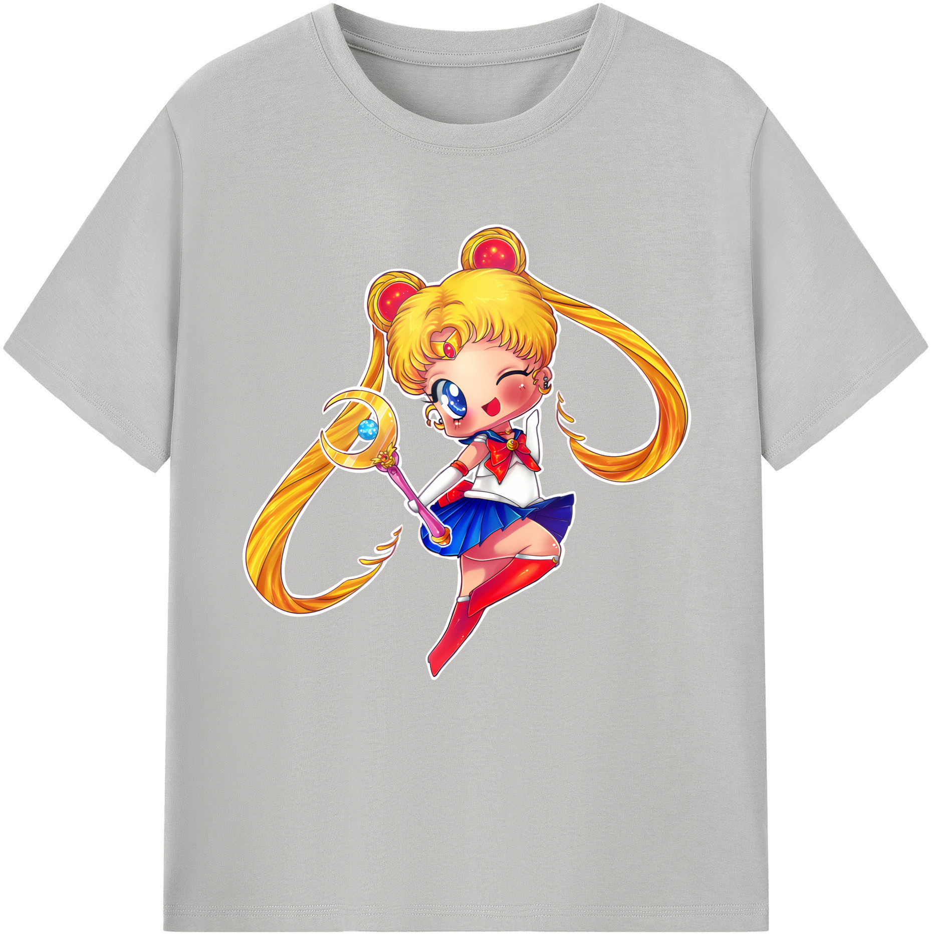 （画像用） 美少女戦士セーラームーン 月野 うさぎ つきの うさぎ Sailor Moon Tsukino Usagi レディースカジュアルプリントTシャツ（綿100％）