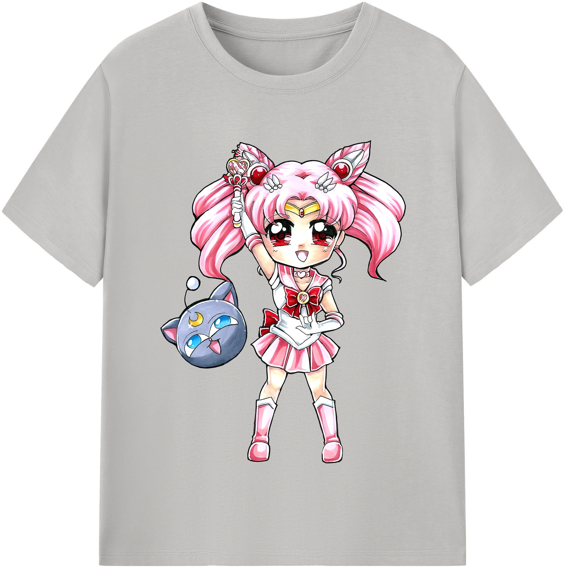 （画像用） 美少女戦士セーラームーン ちびうさ Sailor Moon Chibiusa Tsukino Usagi Small Lady Serenity レディースカジュアルプリントTシャツ（綿100％）
