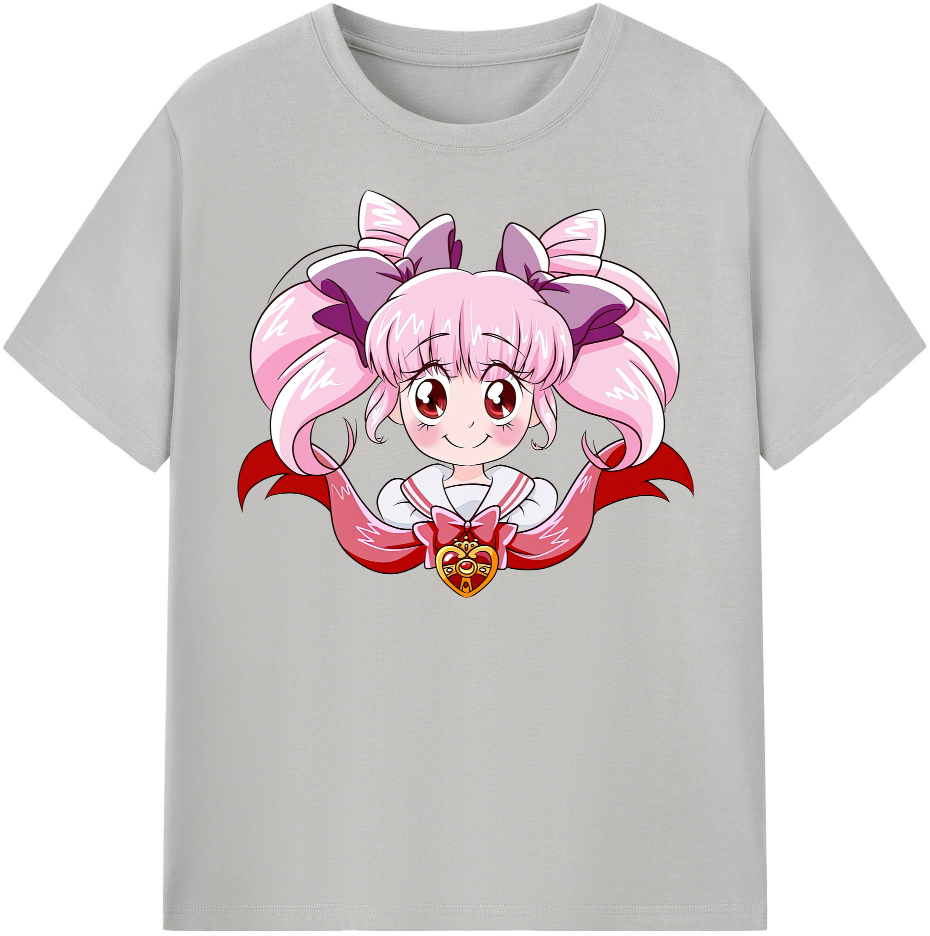 （画像用） 美少女戦士セーラームーン ちびうさ Sailor Moon Chibiusa Tsukino Usagi Small Lady Serenity レディースカジュアルプリントTシャツ（綿100％）