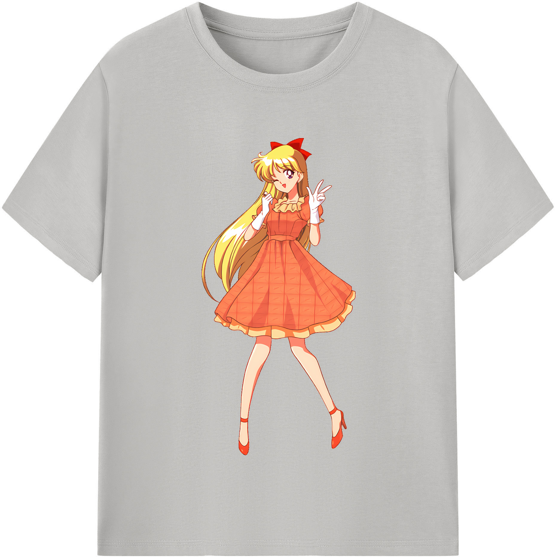 （画像用） 美少女戦士セーラームーン 愛野 美奈子 あいの みなこ Sailor Moon Aino Minako レディースカジュアルプリントTシャツ（綿100％）