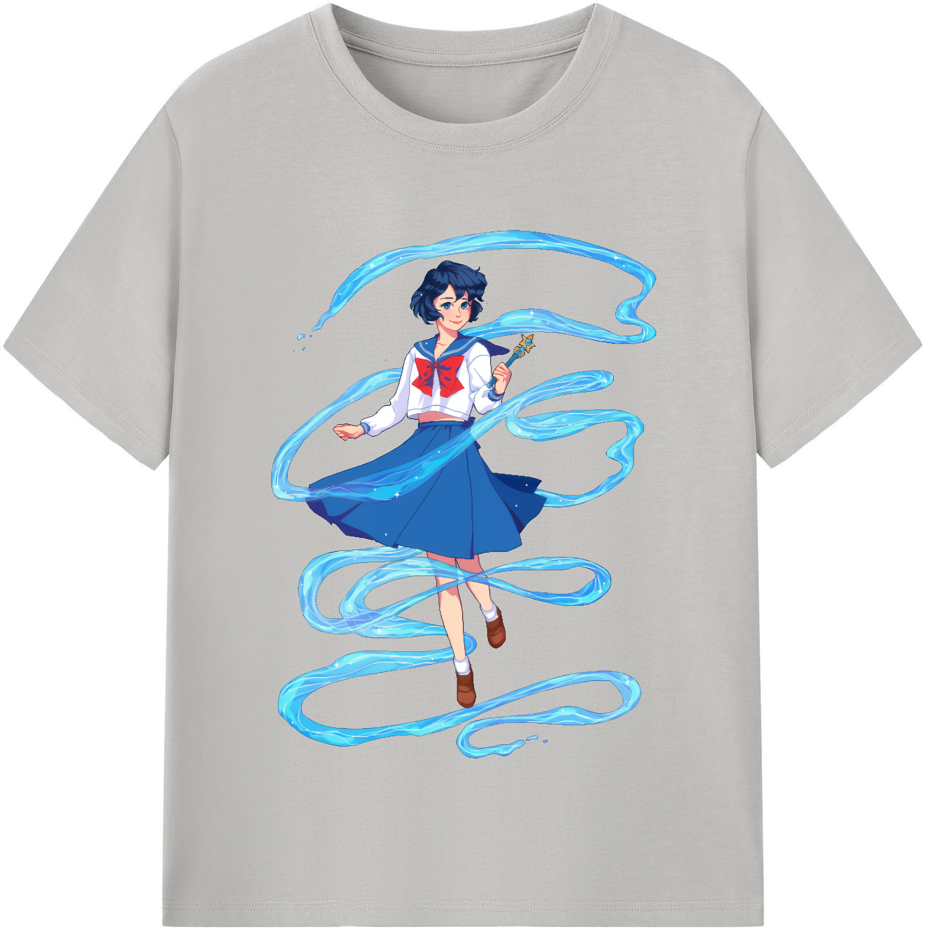 （画像用） 美少女戦士セーラームーン 水野 亜美 みずの あみ Sailor Moon Mizuno Ami レディースカジュアルプリントTシャツ（綿100％）