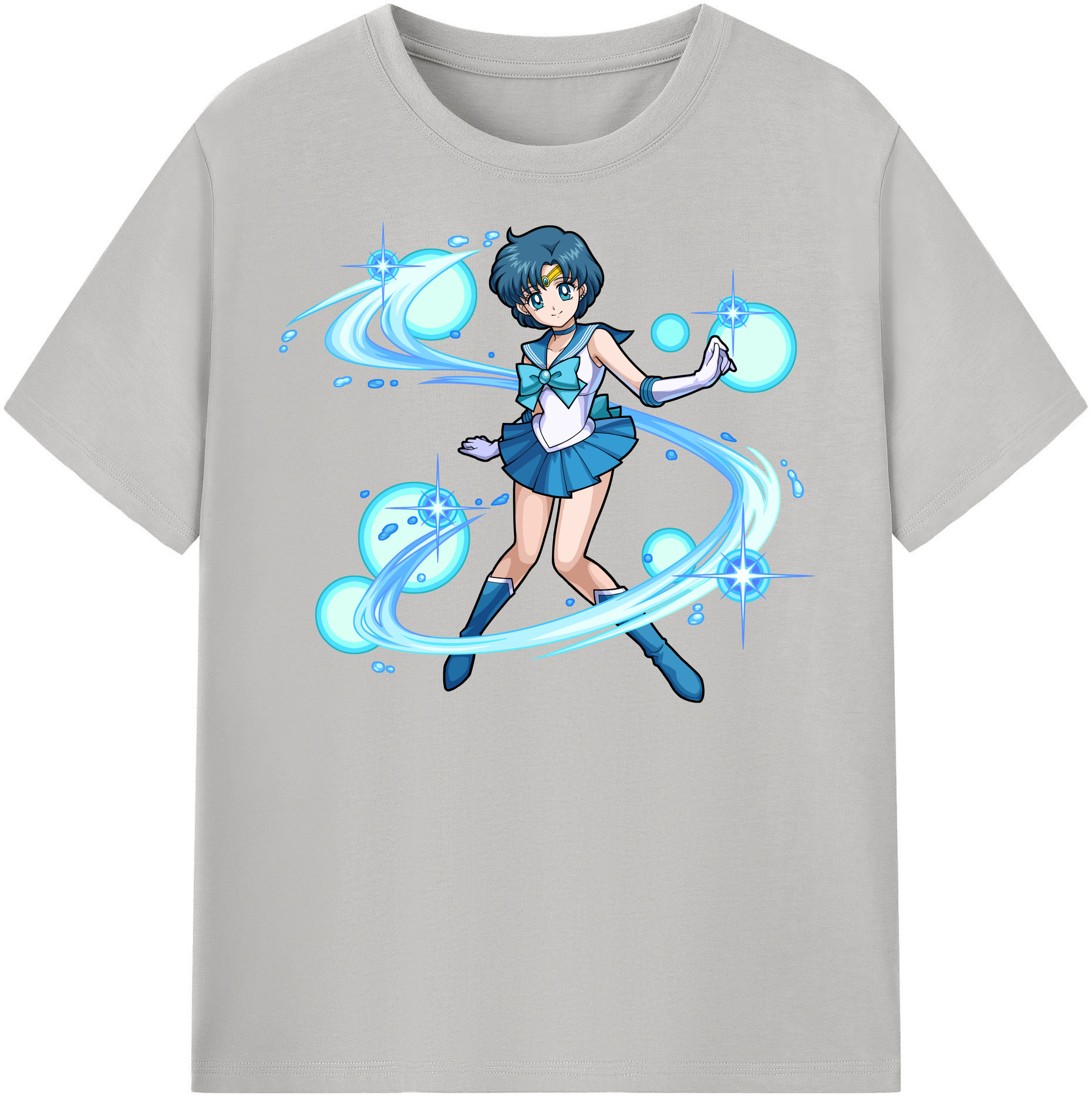 （画像用） 美少女戦士セーラームーン 水野 亜美 みずの あみ Sailor Moon Mizuno Ami レディースカジュアルプリントTシャツ（綿100％）