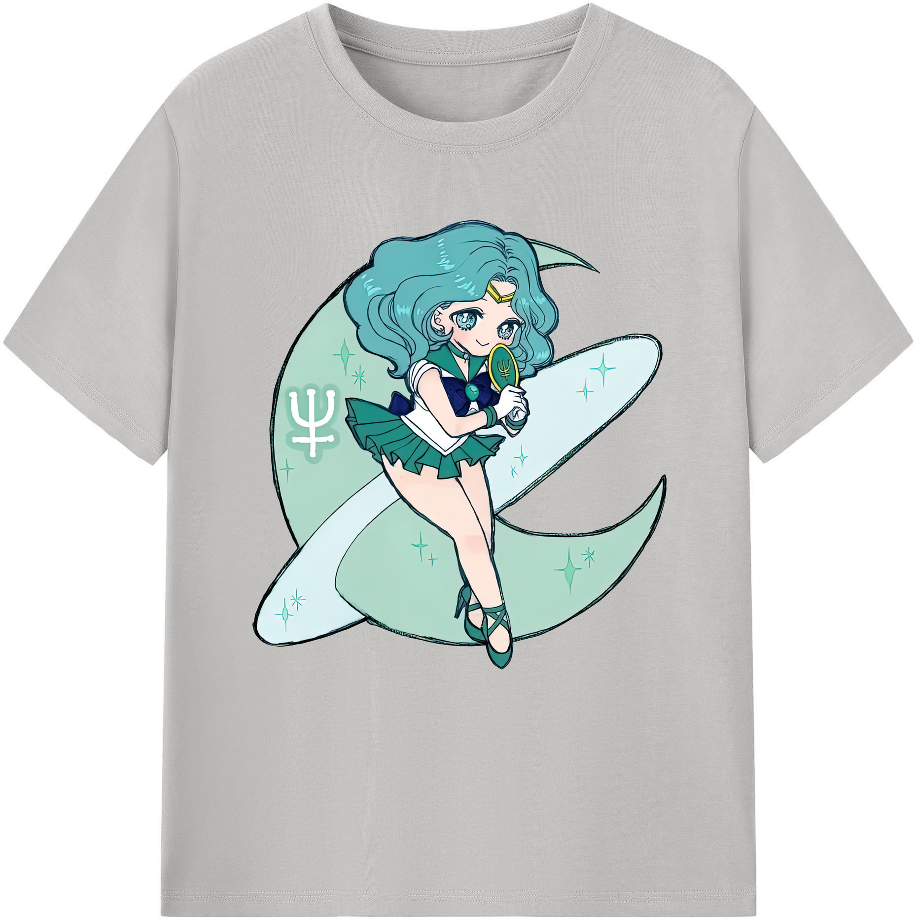 （画像用） 美少女戦士セーラームーン 海王 みちる（かいおう みちる） Sailor Moon Kaiou Michiru レディースカジュアルプリントTシャツ（綿100％）