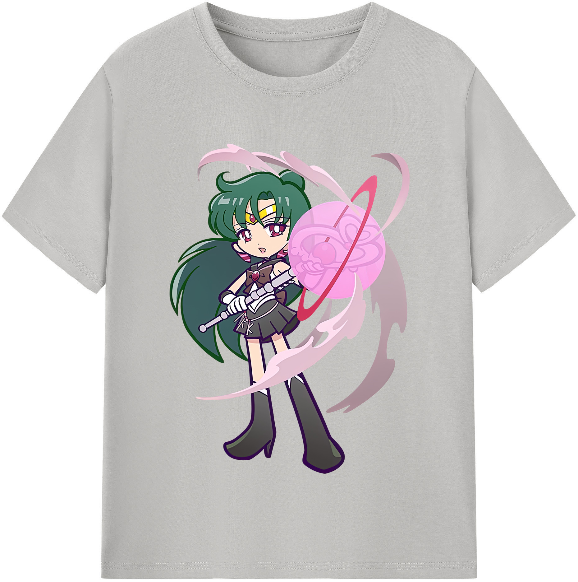 （画像用） 美少女戦士セーラームーン 冥王せつな Sailor Moon Meiou Setsuna レディースカジュアルプリントTシャツ（綿100％）