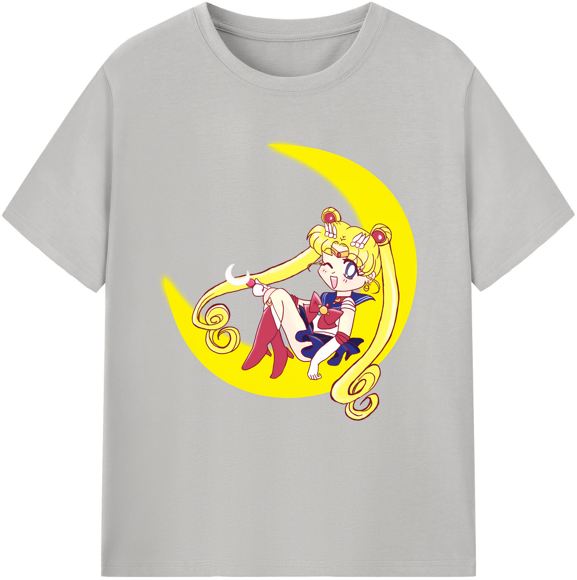 （画像用） 美少女戦士セーラームーン 月野 うさぎ つきの うさぎ Sailor Moon Tsukino Usagi レディースカジュアルプリントTシャツ（綿100％）