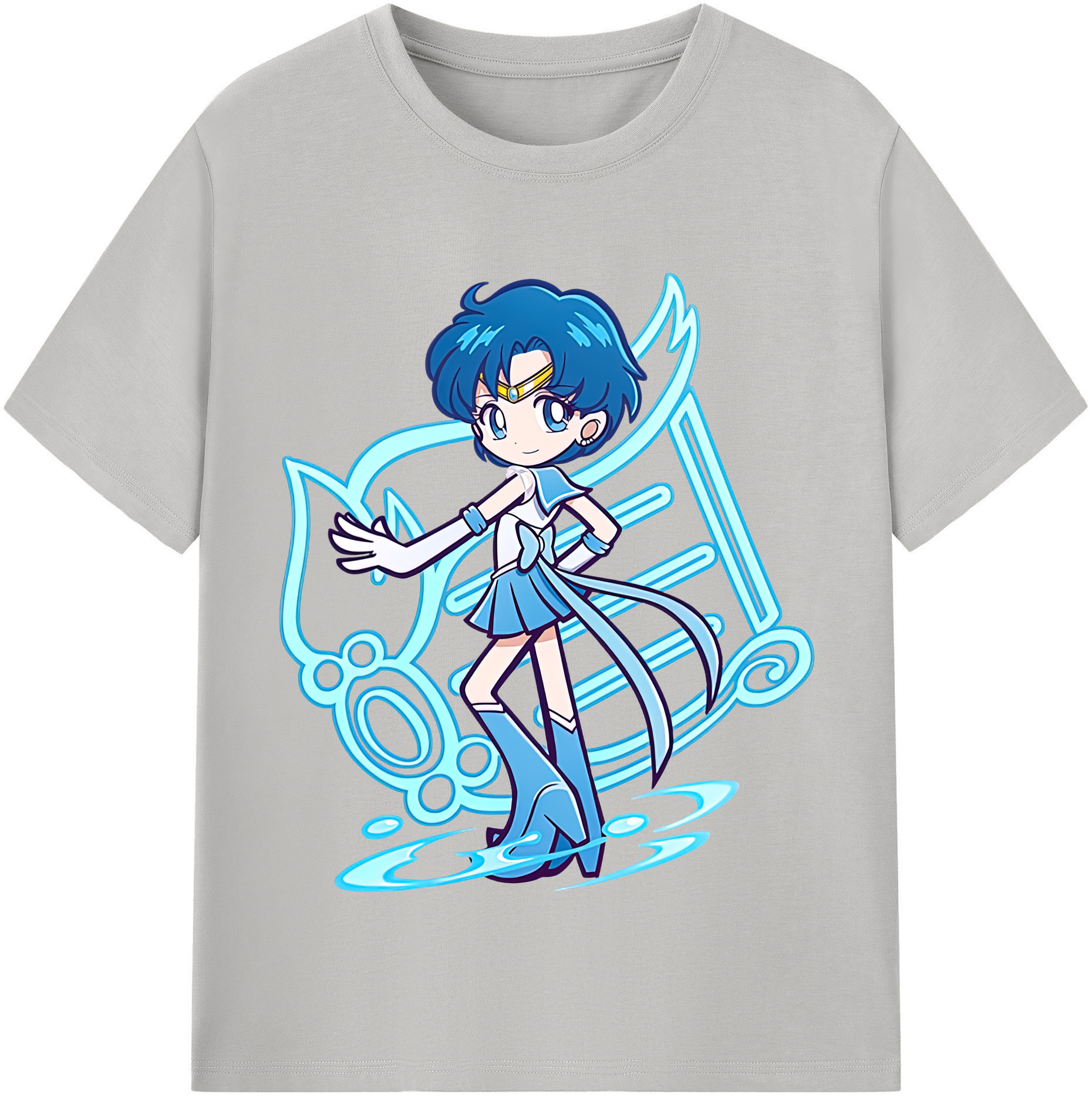 （画像用） 美少女戦士セーラームーン 水野 亜美 みずの あみ Sailor Moon Mizuno Ami レディースカジュアルプリントTシャツ（綿100％）
