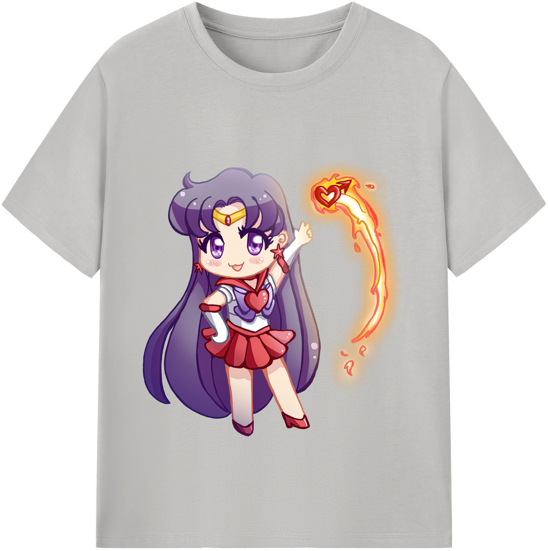 （画像用） 美少女戦士セーラームーン 火野レイ ひの レイ Sailor Moon Hino Rei （セーラーマーズ,Sailor Mars） レディースカジュアルプリントTシャツ（綿100％）