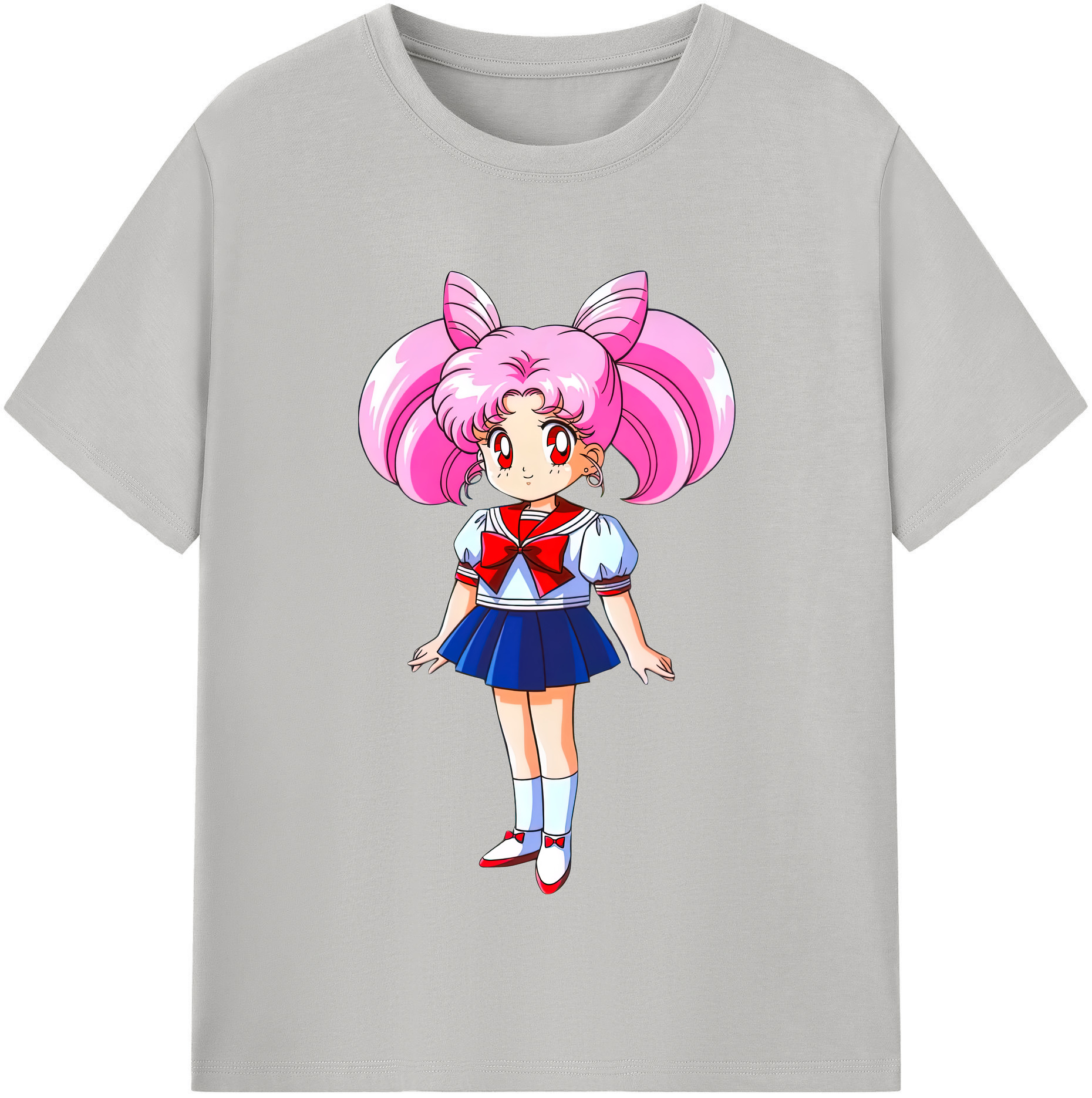 （画像用） 美少女戦士セーラームーン ちびうさ Sailor Moon Chibiusa Tsukino Usagi Small Lady Serenity レディースカジュアルプリントTシャツ（綿100％）