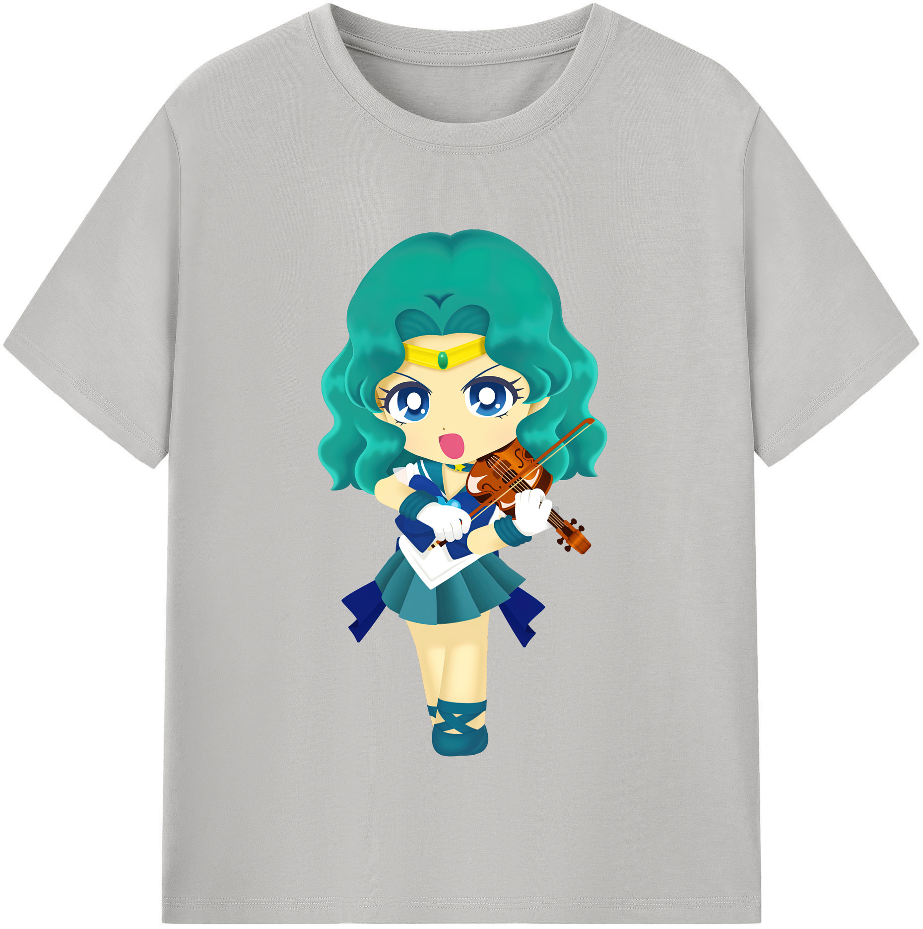 （画像用） 美少女戦士セーラームーン 海王 みちる（かいおう みちる） Sailor Moon Kaiou Michiru レディースカジュアルプリントTシャツ（綿100％）