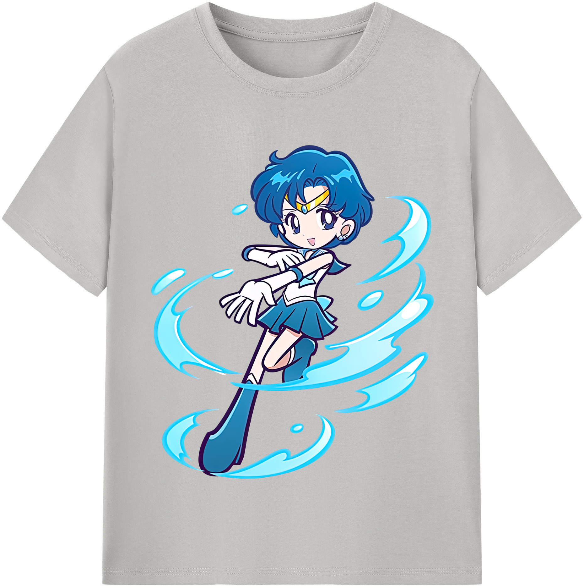 （画像用） 美少女戦士セーラームーン 水野 亜美 みずの あみ Sailor Moon Mizuno Ami レディースカジュアルプリントTシャツ（綿100％）
