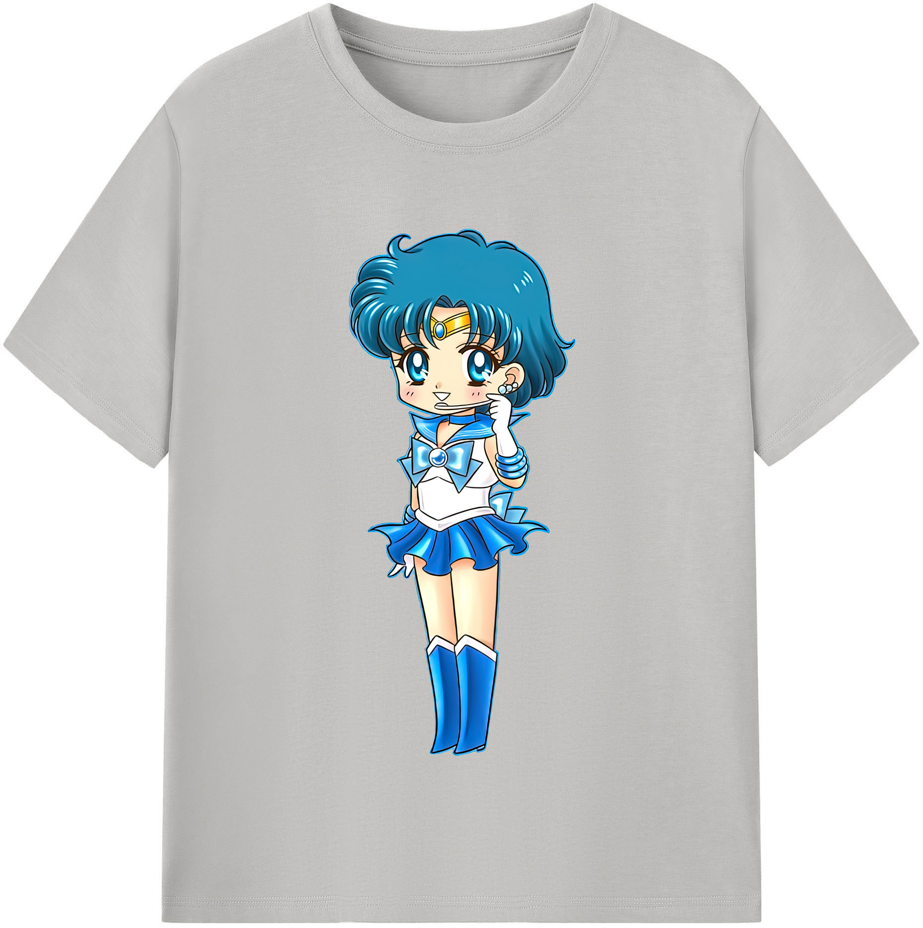 （画像用） 美少女戦士セーラームーン 水野 亜美 みずの あみ Sailor Moon Mizuno Ami レディースカジュアルプリントTシャツ（綿100％）