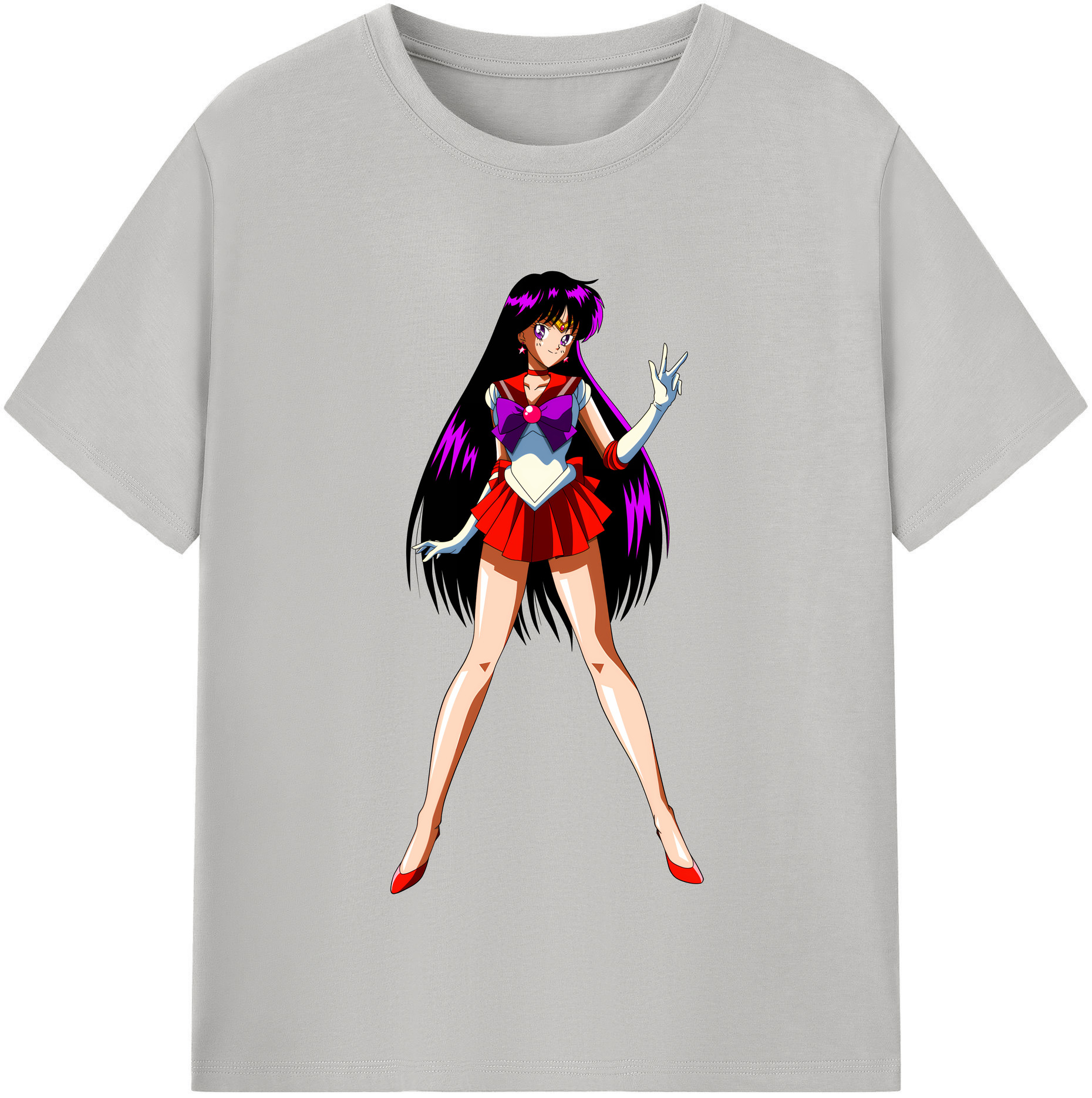 （画像用） 美少女戦士セーラームーン 火野レイ ひの レイ Sailor Moon Hino Rei （セーラーマーズ,Sailor Mars） レディースカジュアルプリントTシャツ（綿100％）