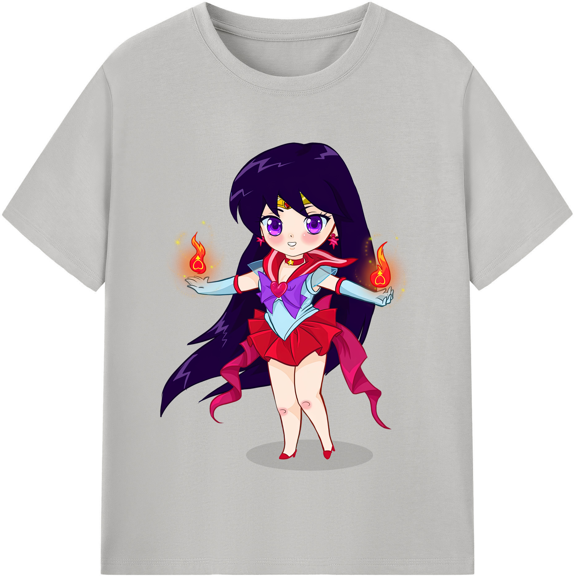 （画像用） 美少女戦士セーラームーン 火野レイ ひの レイ Sailor Moon Hino Rei （セーラーマーズ,Sailor Mars） レディースカジュアルプリントTシャツ（綿100％）